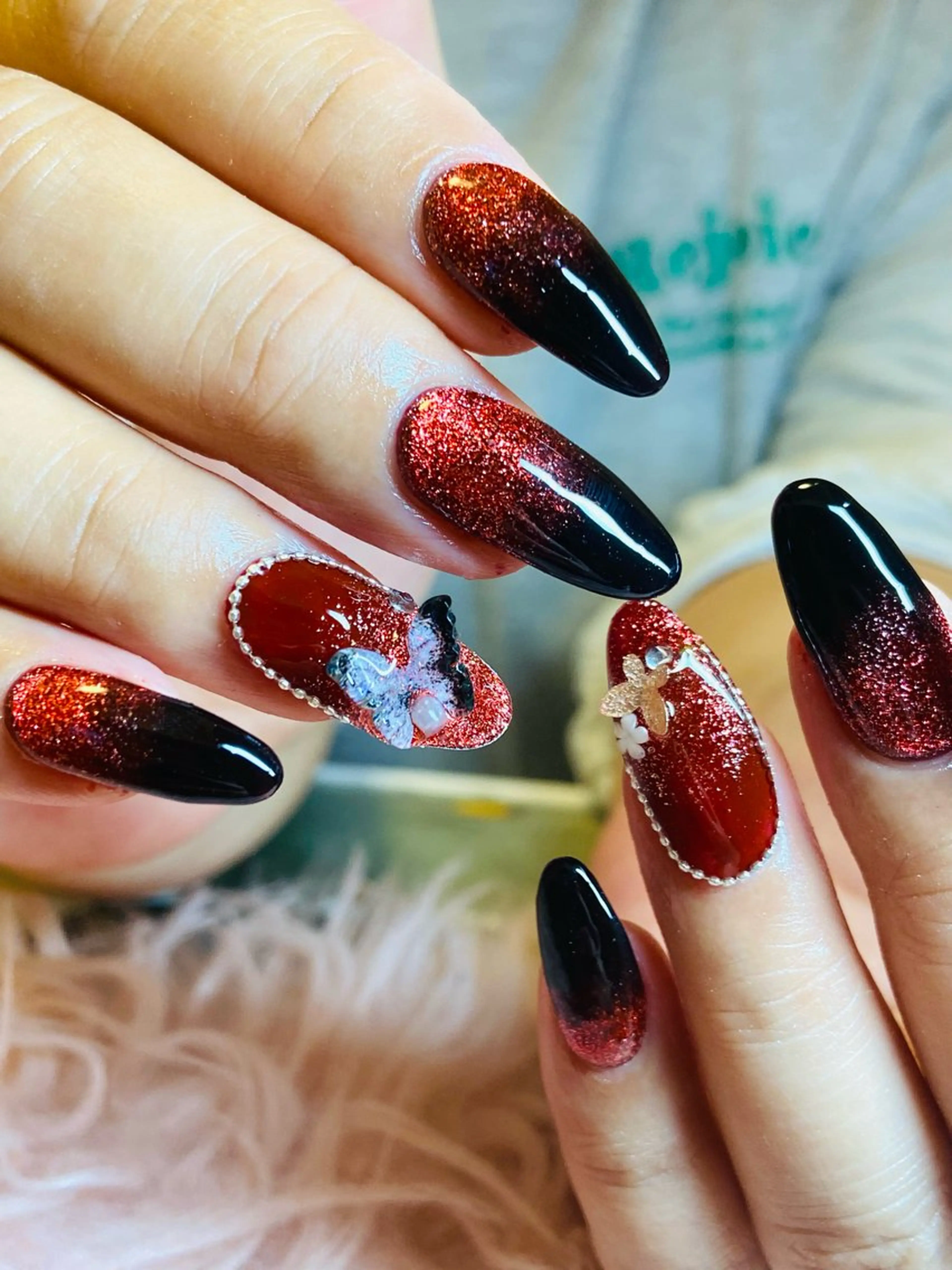 ネイル 長さ出し グラデーション マグネットネイル HandSnail 座間自宅ネイルサロンのネイルデザイン