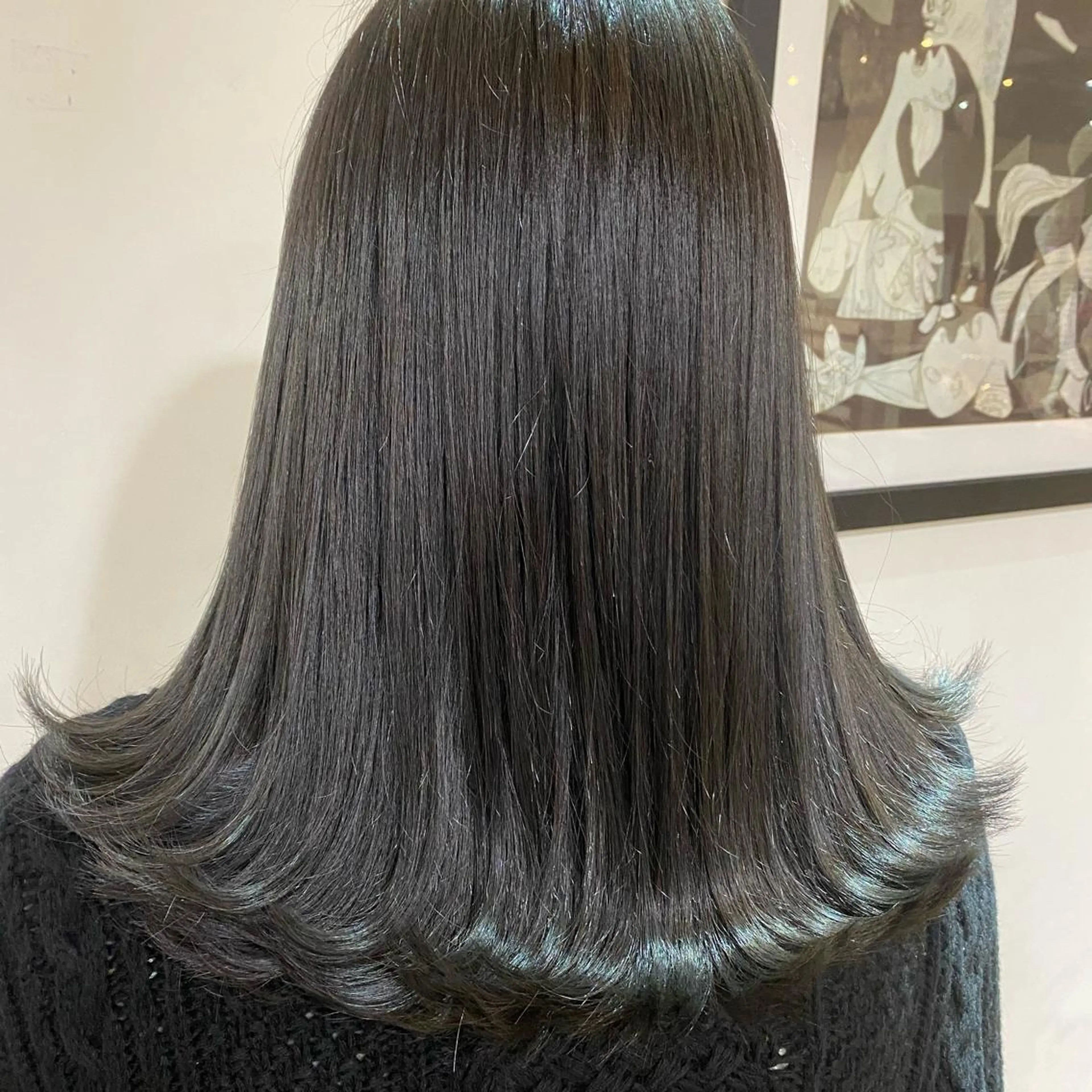 セミロング カラー アディクシーカラー ブリーチ 透明感カラー ダークグレー ダークグレージュ 💚 nao💚のヘアスタイル
