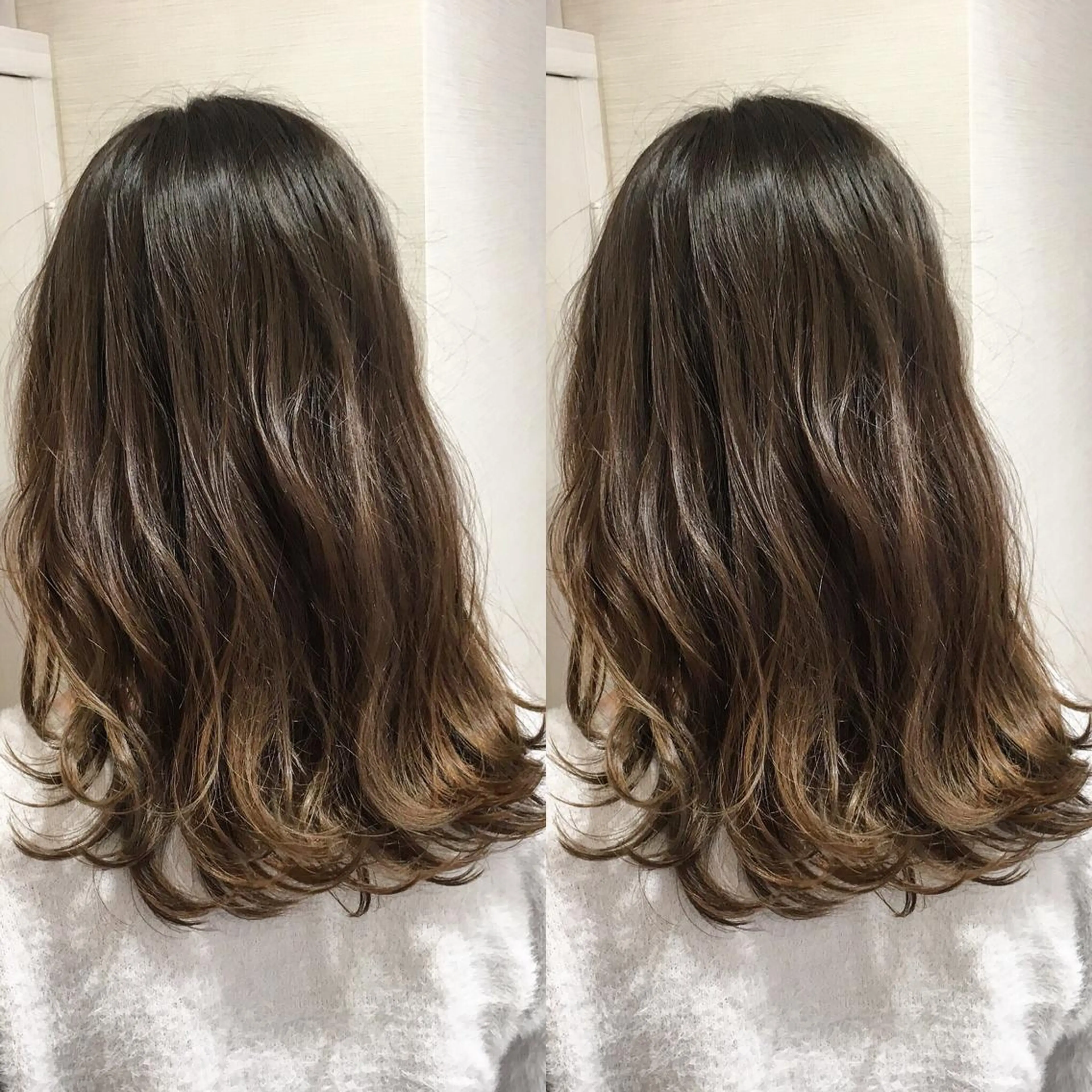 ロング カラー アディクシーカラー アッシュ バレイヤージュ ベージュカラー 透明感カラー 三鷹で1番ショート ボブをカットする新谷のヘアスタイル