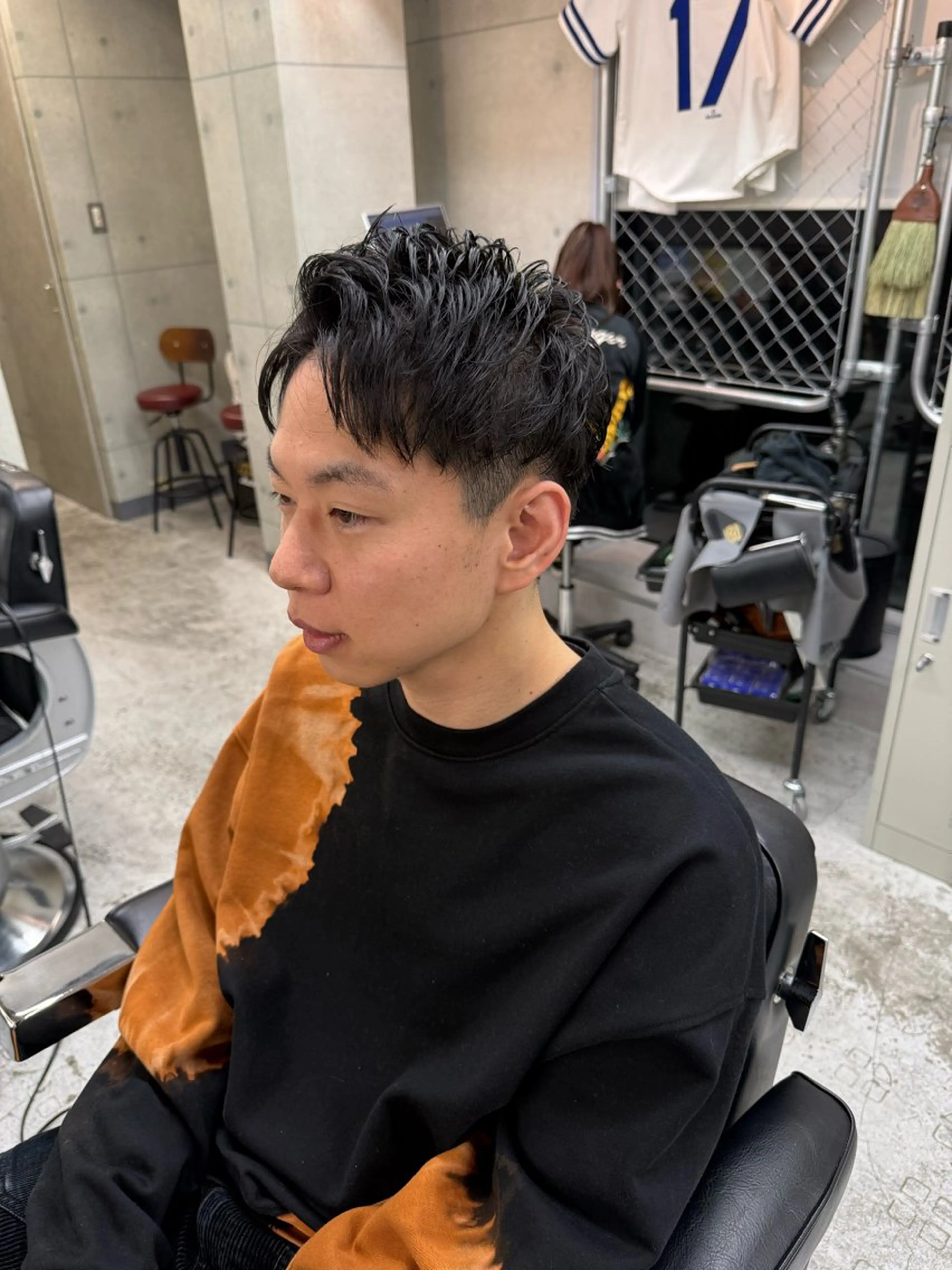 ショート メンズ アップバング メンズブリーチ センターパート フェードカット メンズパーマ 【メンズ・カット】 藪 清正のヘアスタイル