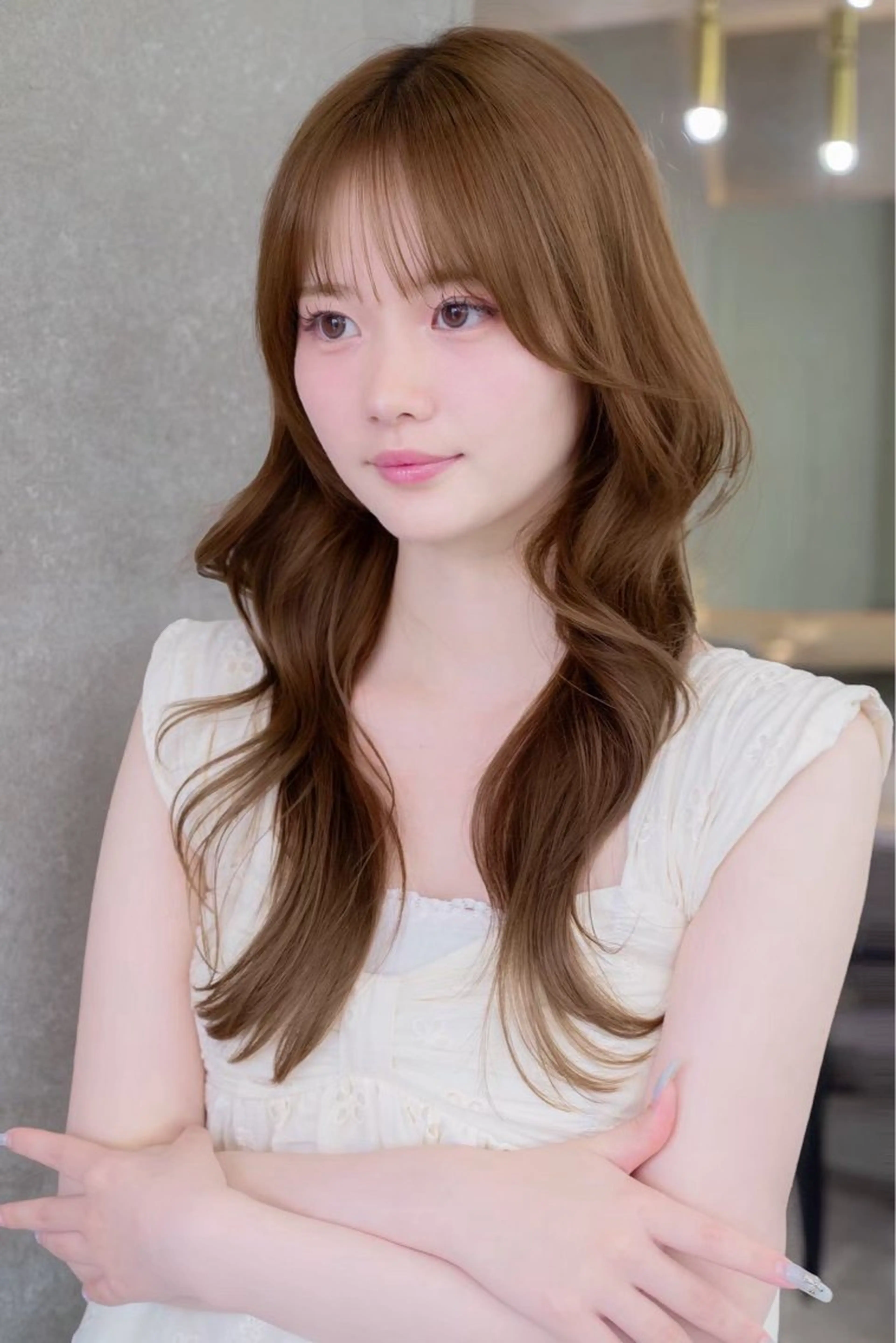 ロング ヘアカラー 朝妻 結のヘアスタイル