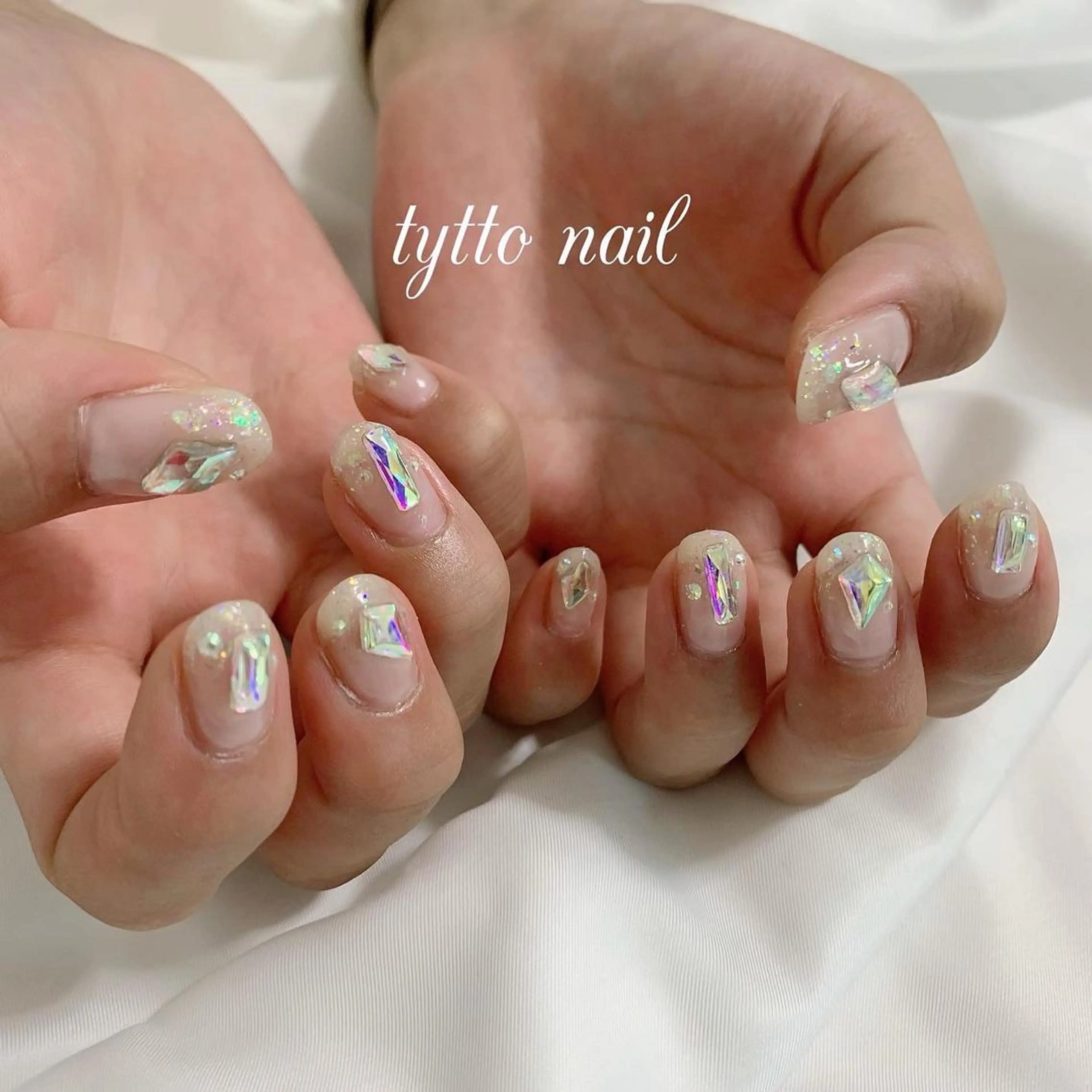 ネイル オーロラネイル フレンチネイル 氷ネイル・うるうるネイル キラキラネイル 韓国ネイル ハンドネイル tytto nail ❤︎‪‪eri‪‪のネイルデザイン