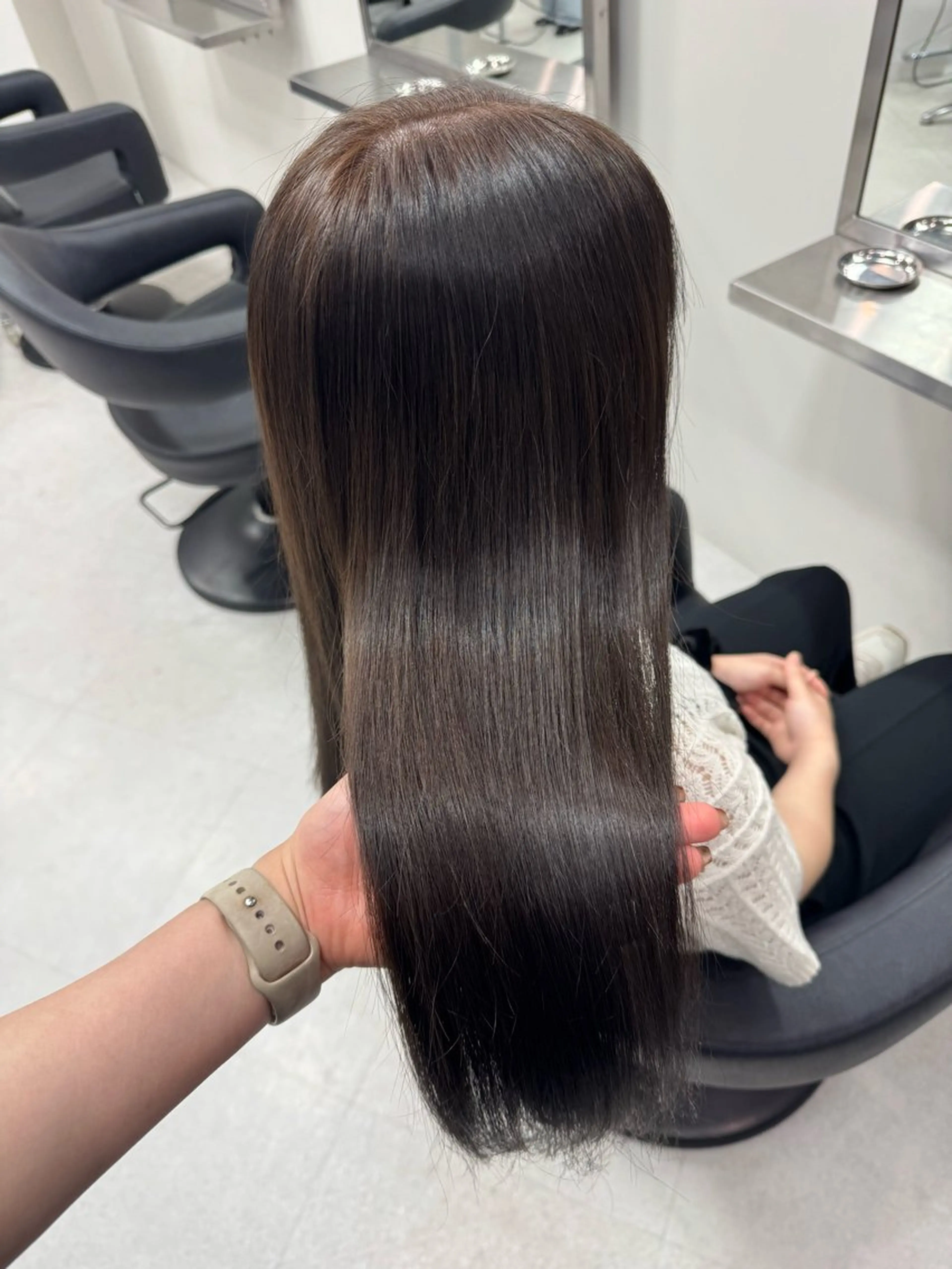 ロング カラー 透明感カラー グレージュ 縮毛矯正 表参道/ブリーチ/ みずは🎀のヘアスタイル