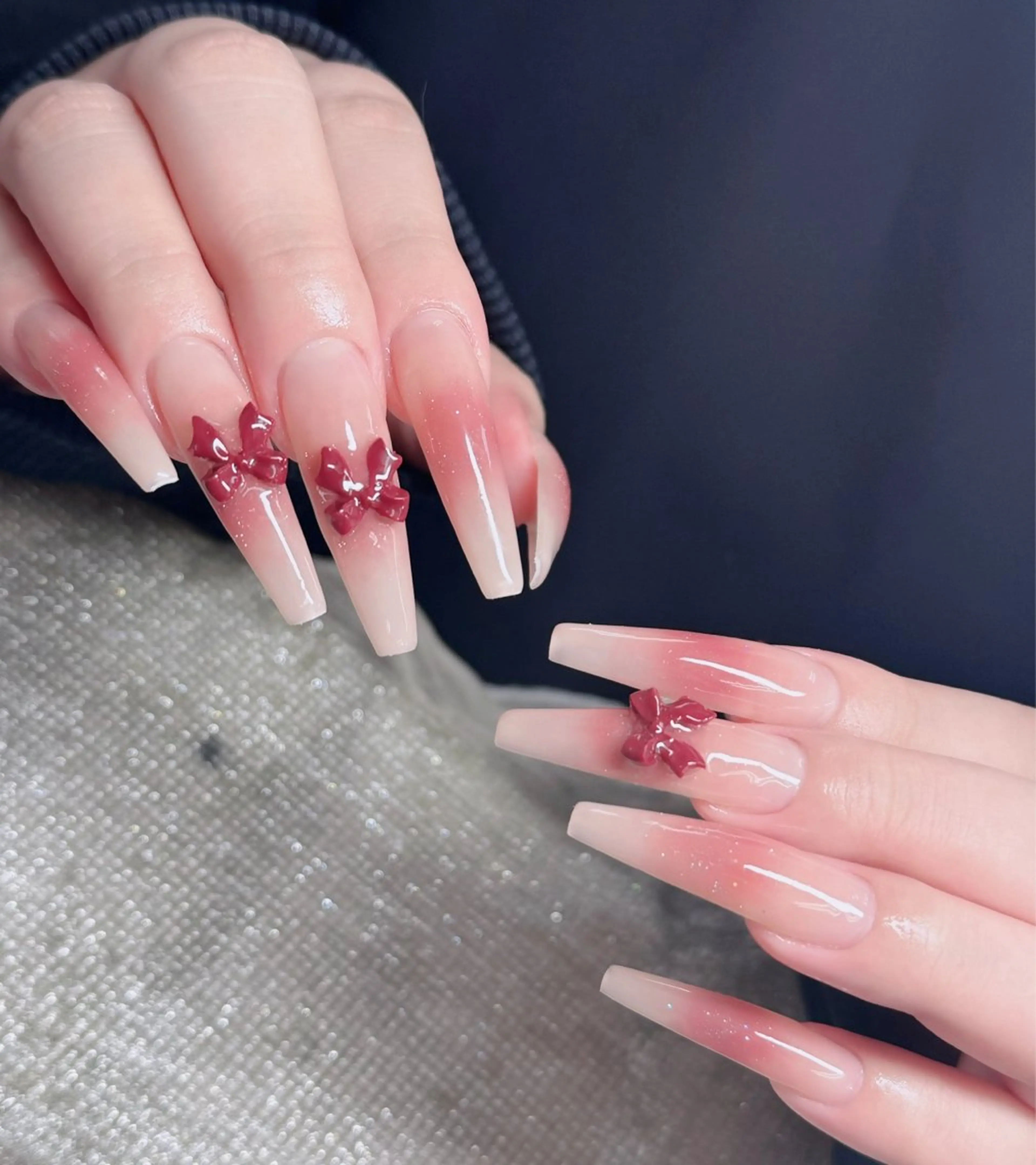 ネイル フレンチネイル ジェルネイル ガラスフレンチ ハロウィン ハート ハンドネイル H.baby Nail Salonのネイルデザイン