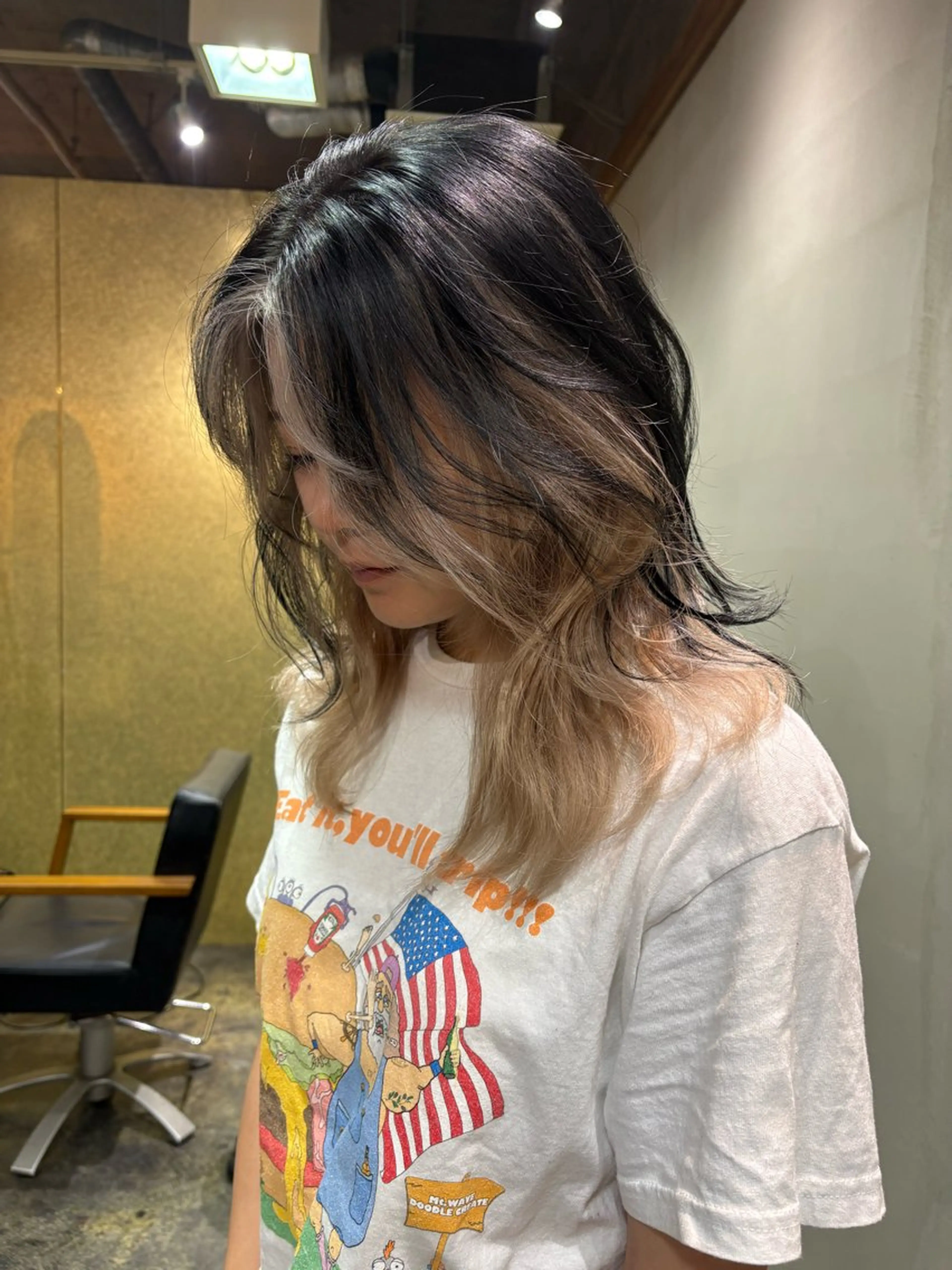 ミディアム カット ヘアカラー トリートメント ブリーチ/ハイトーン /心斎橋/カノンのヘアスタイル