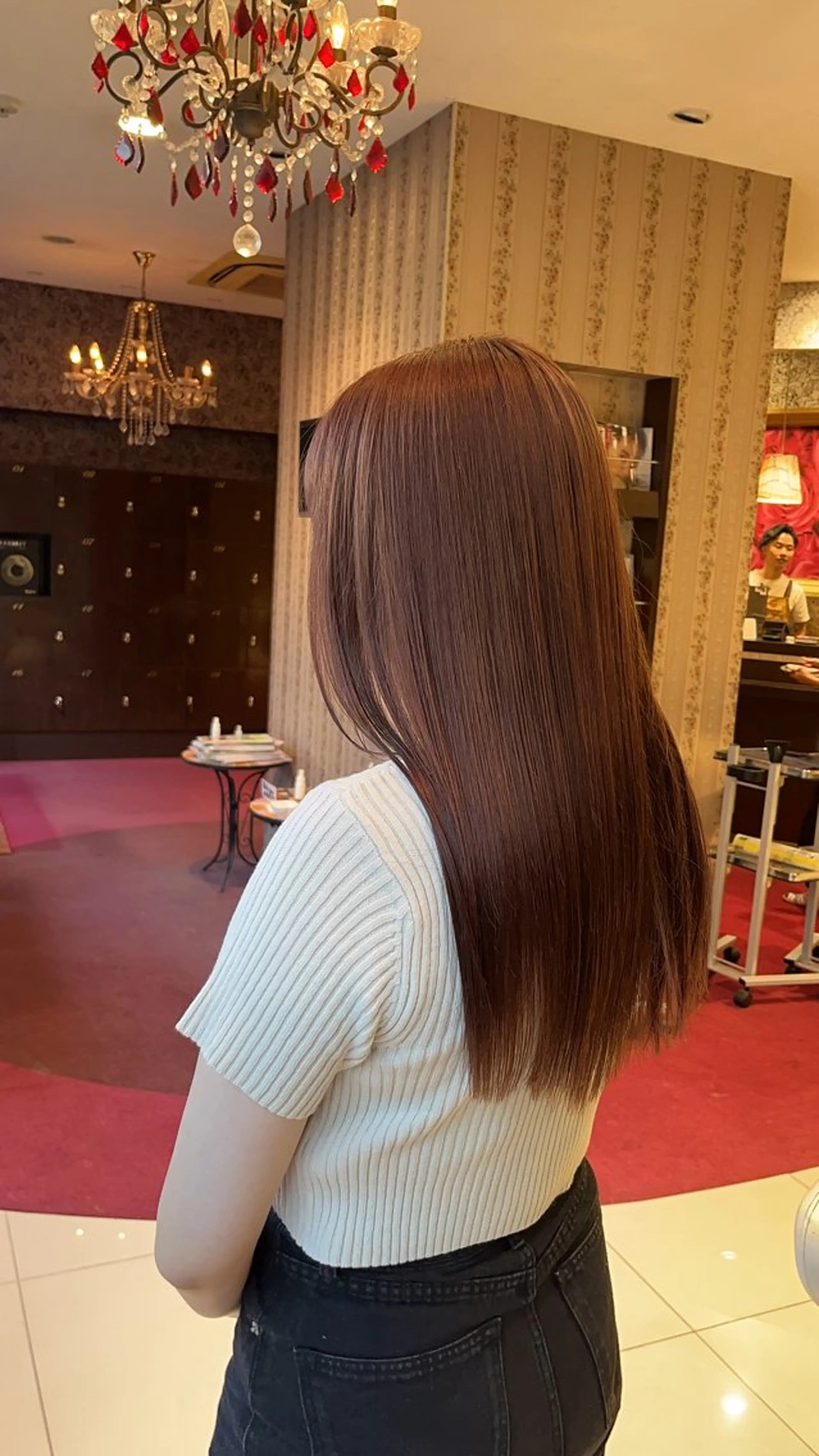 セミロング カラー ブラウンカラー ピンクカラー 縮毛/髪質改善 上野颯太のヘアスタイル