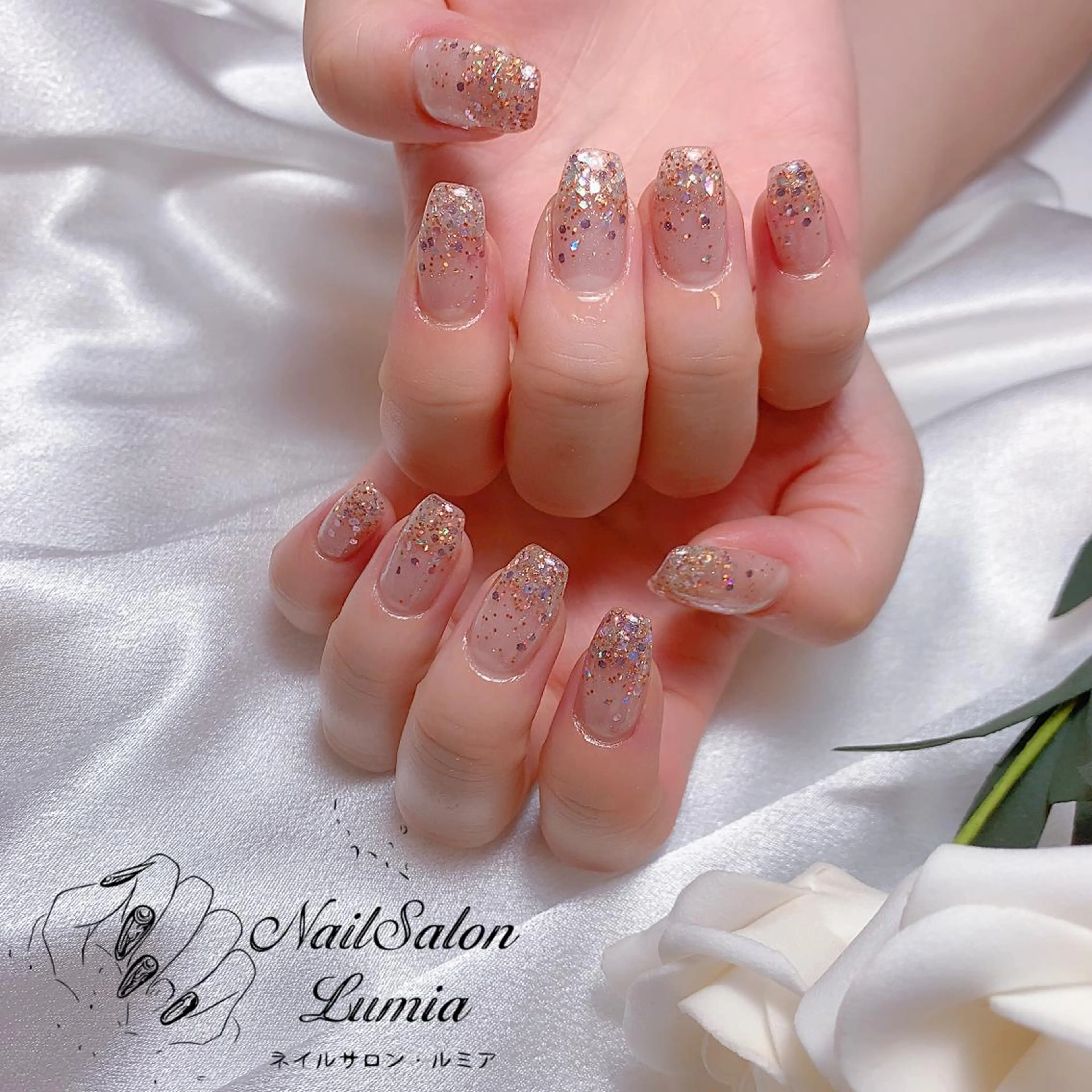 ネイル グラデーション ラメ(グリッター) ラメグラデーション ハンドネイル ネイルサロン ルミア Lumia 店長のネイルデザイン