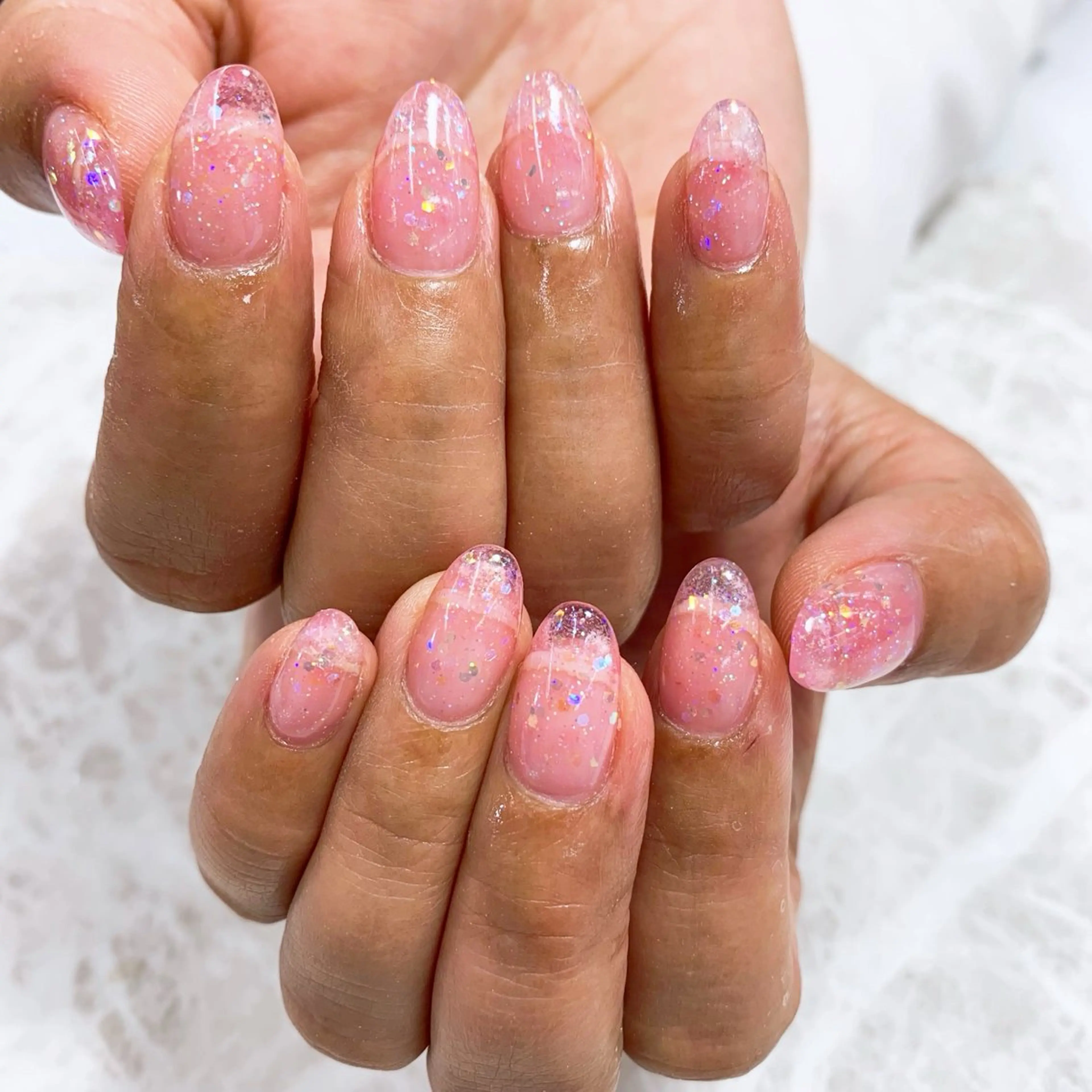 ネイル クリアネイル ピンク スカルプネイル ハンドネイル ⭐︎休業中の練習⭐︎ JNA認定講師髙橋のネイルデザイン