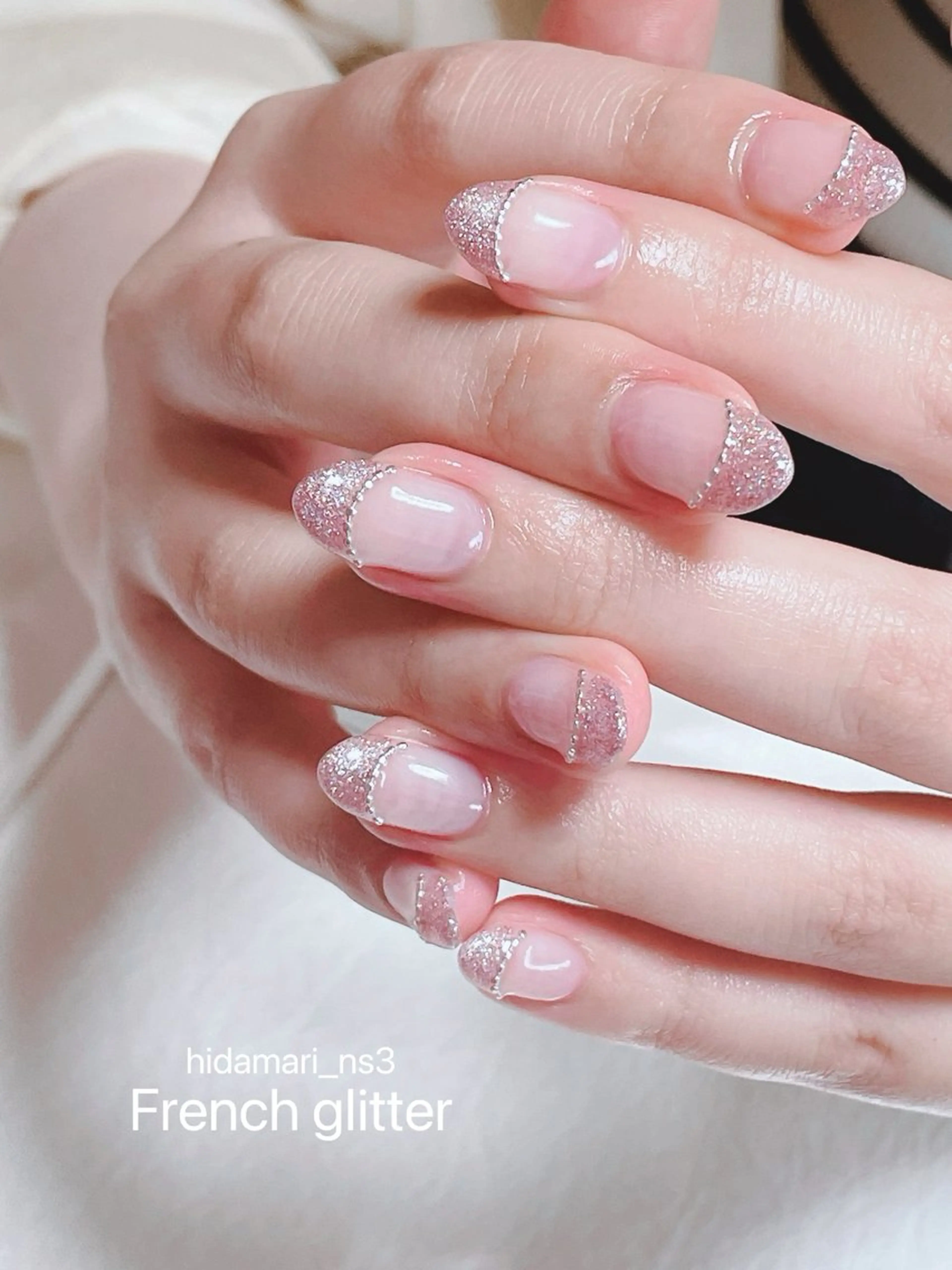 ネイル フレンチネイル ラメ(グリッター) 持ち込み ハンドネイル NailSalon ひだまりのネイルデザイン