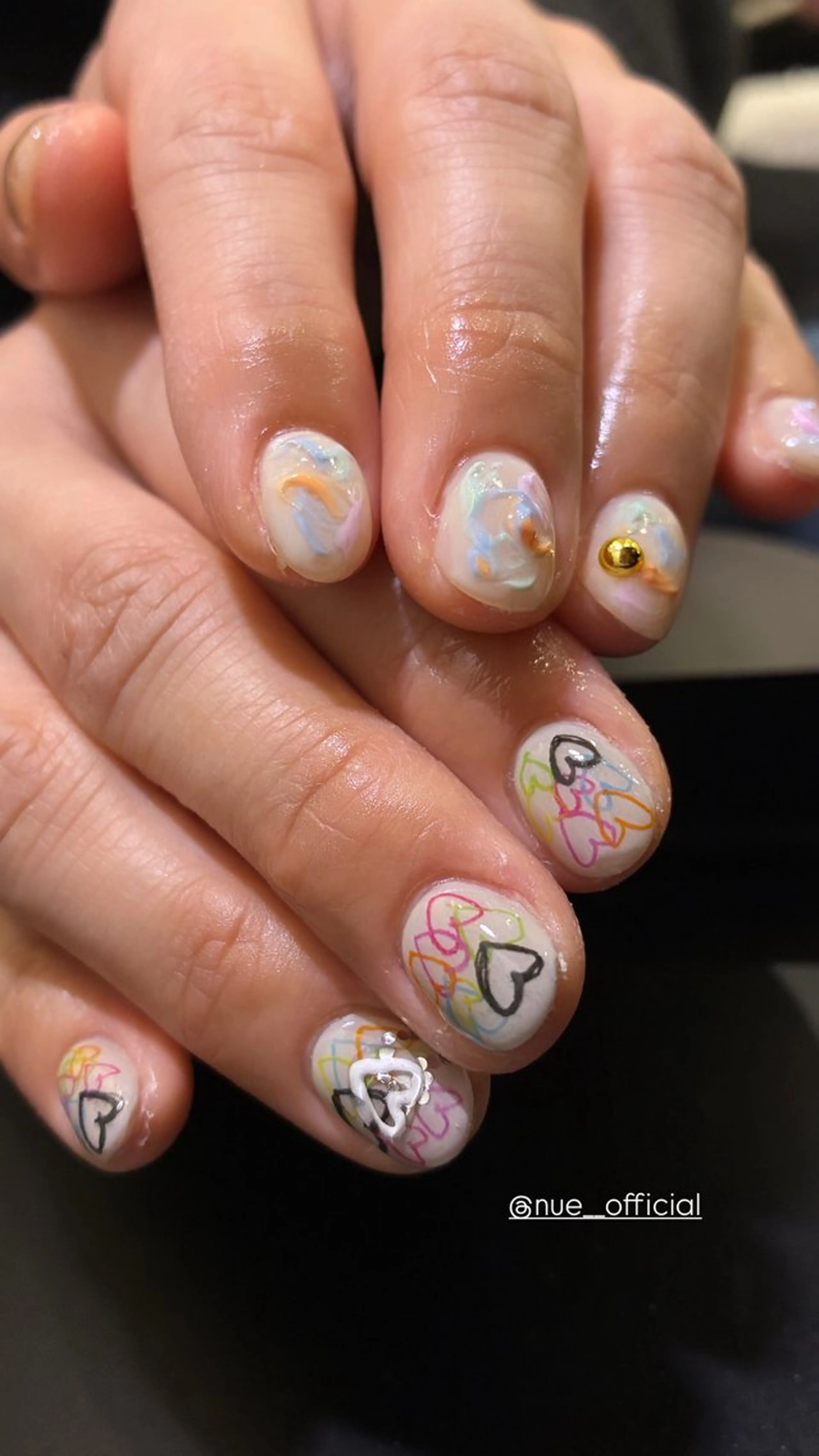 ネイル ハート ハンドネイル nue所属・nue【ムー】 ひなたのネイルデザイン