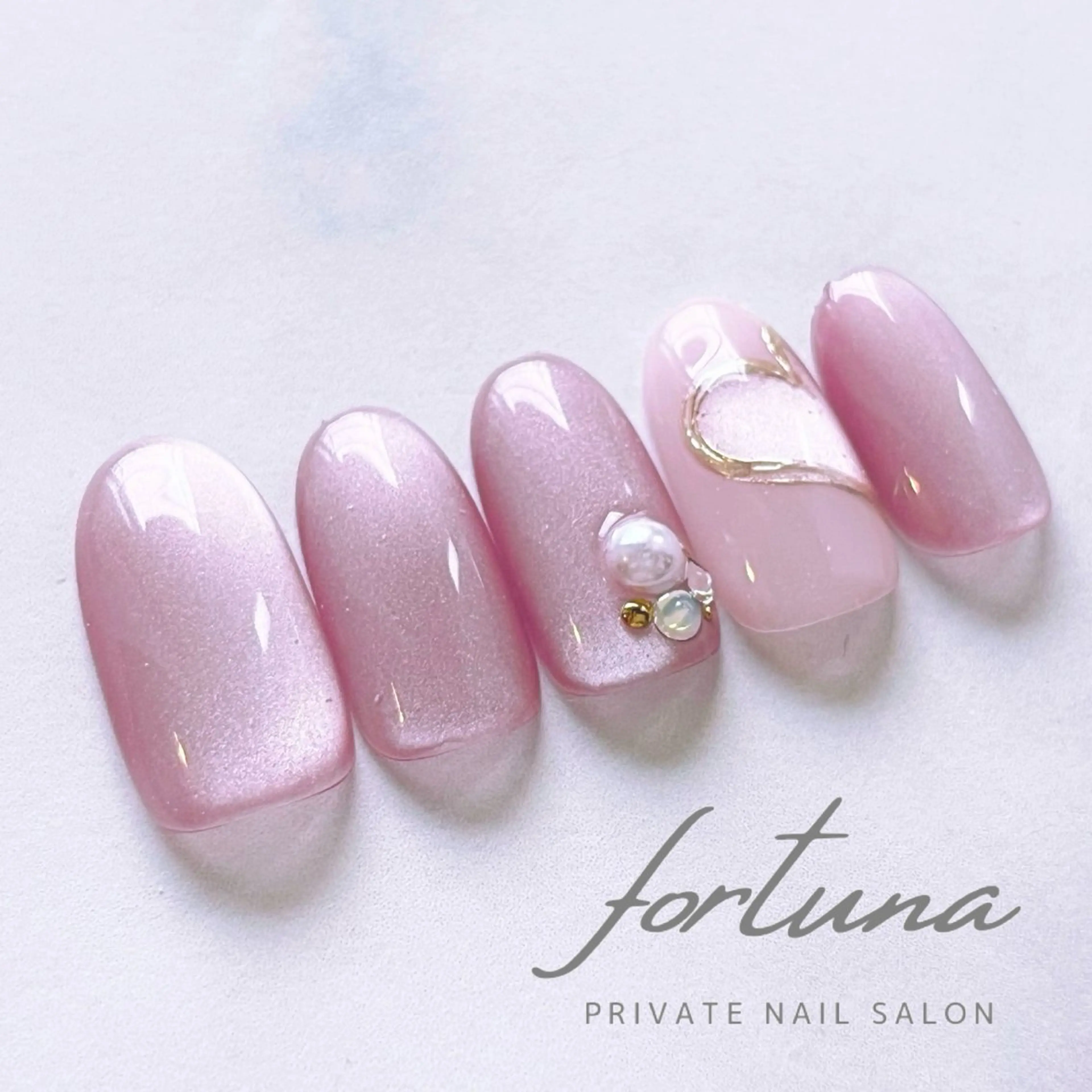 ネイル ジェルネイル ハート マグネットネイル パラジェル バレンタイン ハンドネイル fortuna 武藤裕美のネイルデザイン