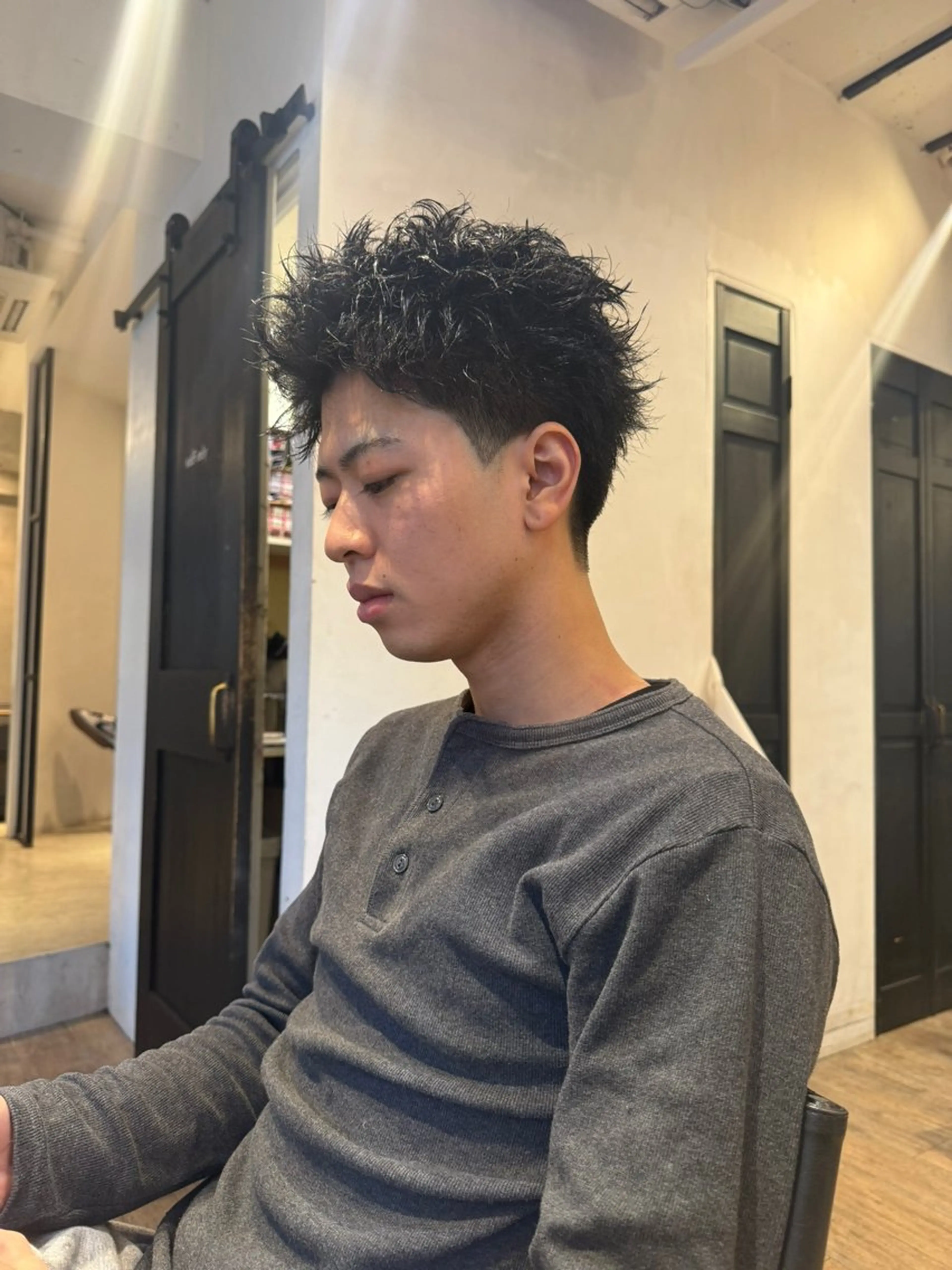 ショート パーマ メンズ メンズパーマ メンズショート スパイキーショート ショートヘア カット パーマ メンズショート/ピン パーマ/新宿/フウガのヘアスタイル