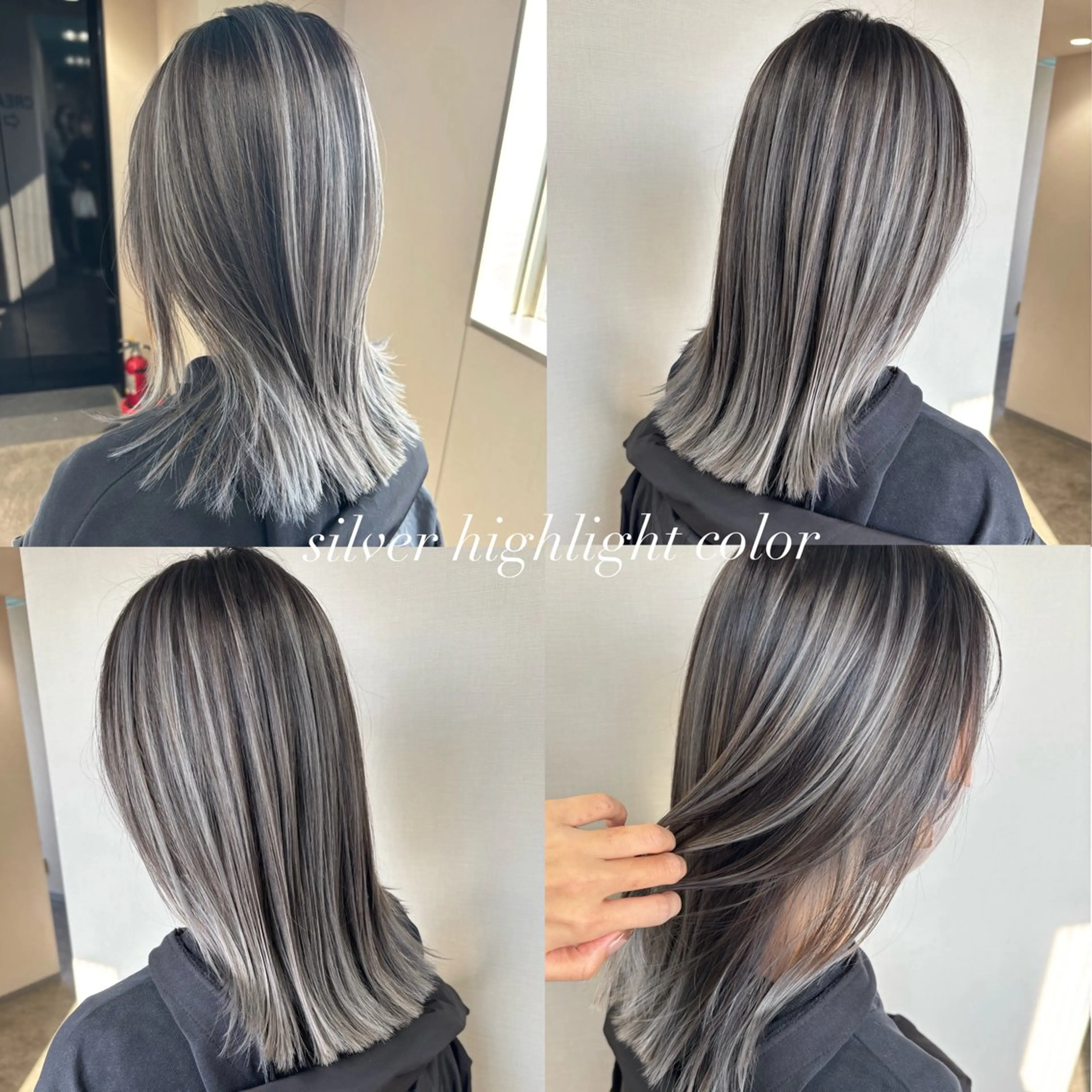 ミディアム カラー グラデーションカラー グレージュ ハイライトカラー ハイライト カット ヘアカラー 松井那津子 /ハイライトブリーチのヘアスタイル