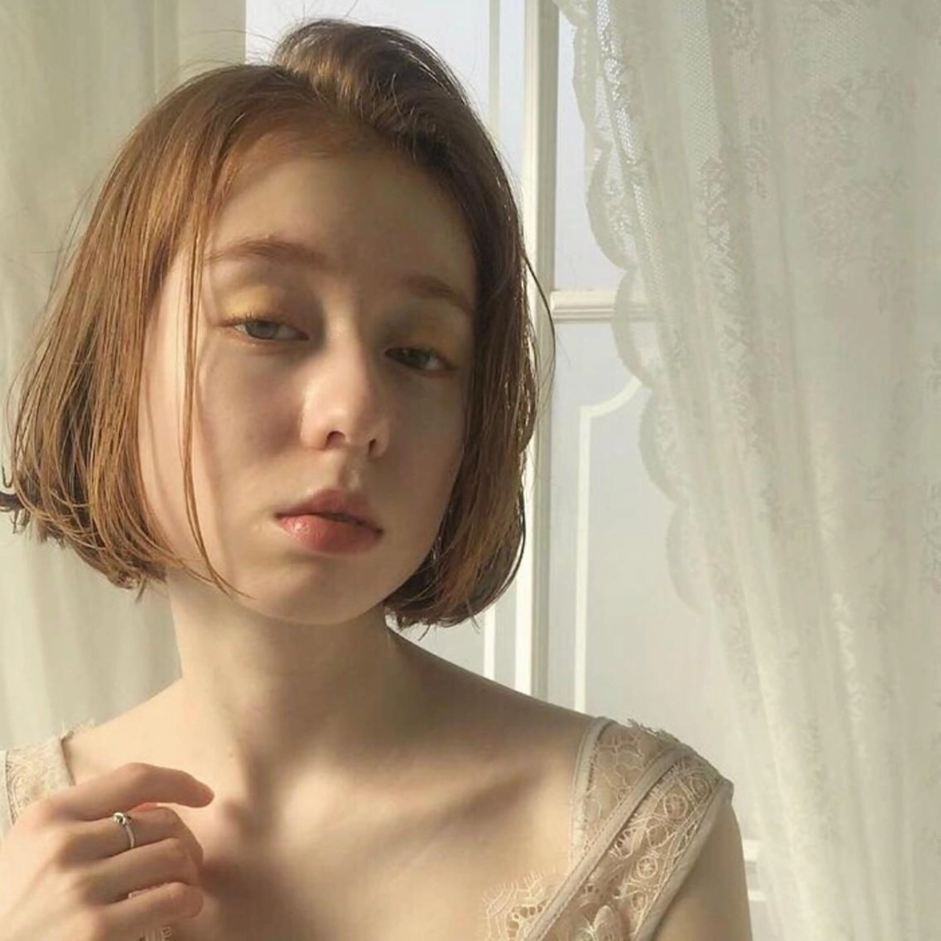 セミロング カラー パーマ ヘアアレンジ アッシュ ベージュカラー デザインカラー イヤリングカラー グラデーションカラー 髪質改善🫧ベージュ 椙山 響のヘアスタイル