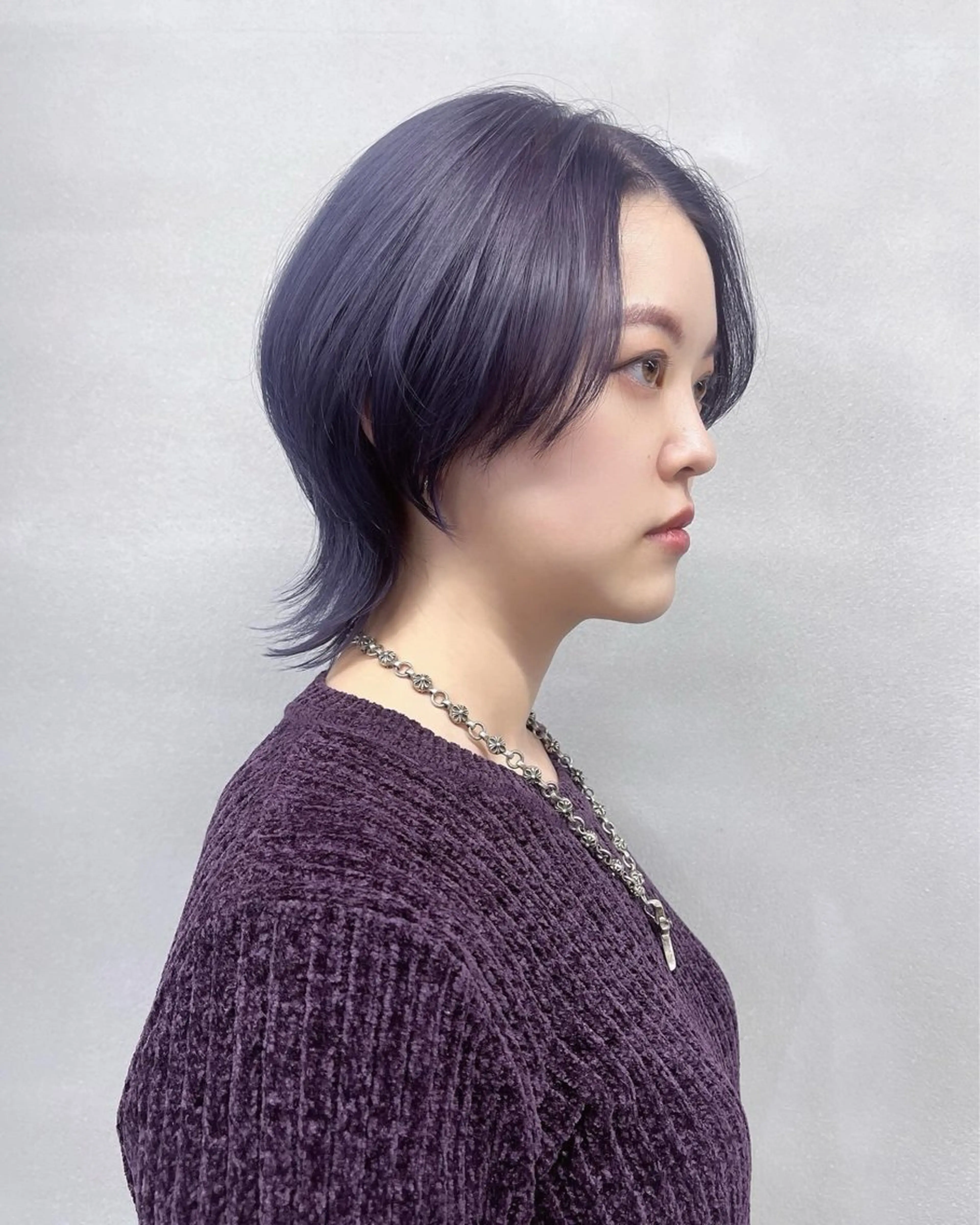 ショート パープルカラー カット ヘアカラー 柏 ウルフ/レイヤー 田中佐和🐺のヘアスタイル