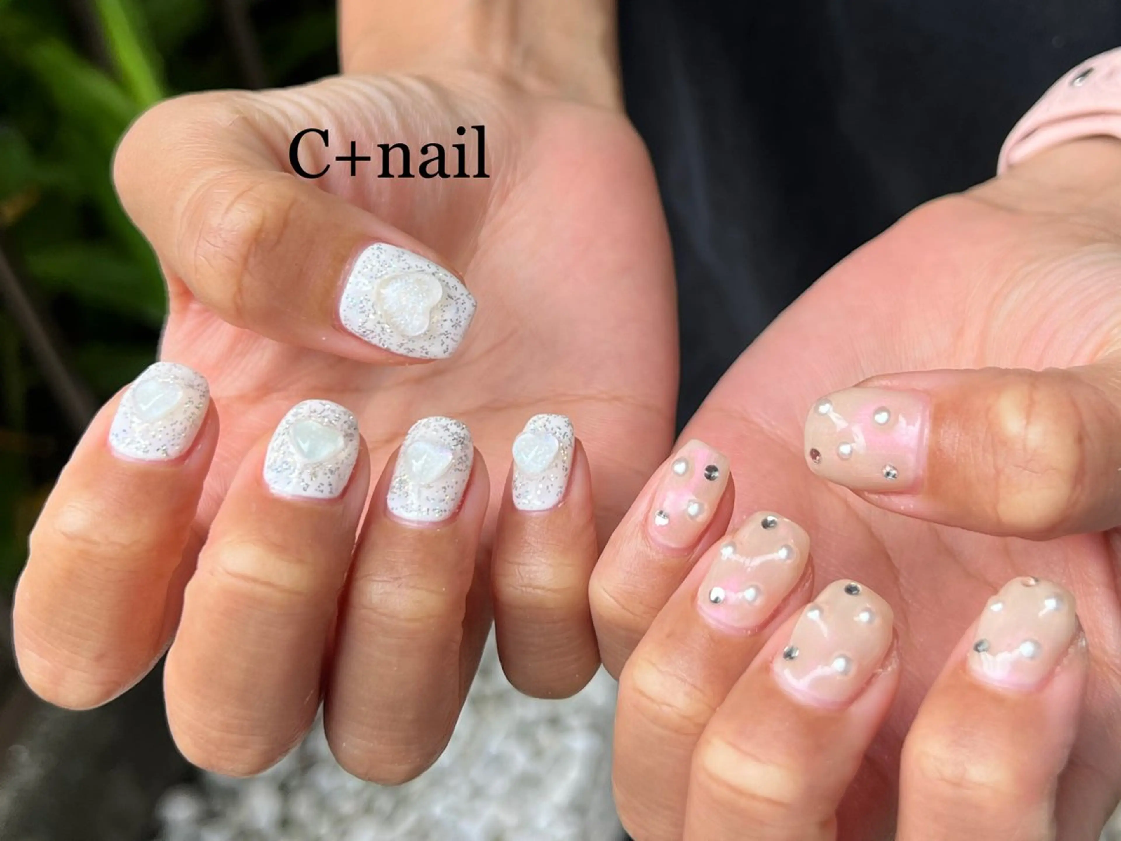 ネイル オーロラネイル ハート キラキラネイル ハンドネイル ✴︎ C+nailのネイルデザイン