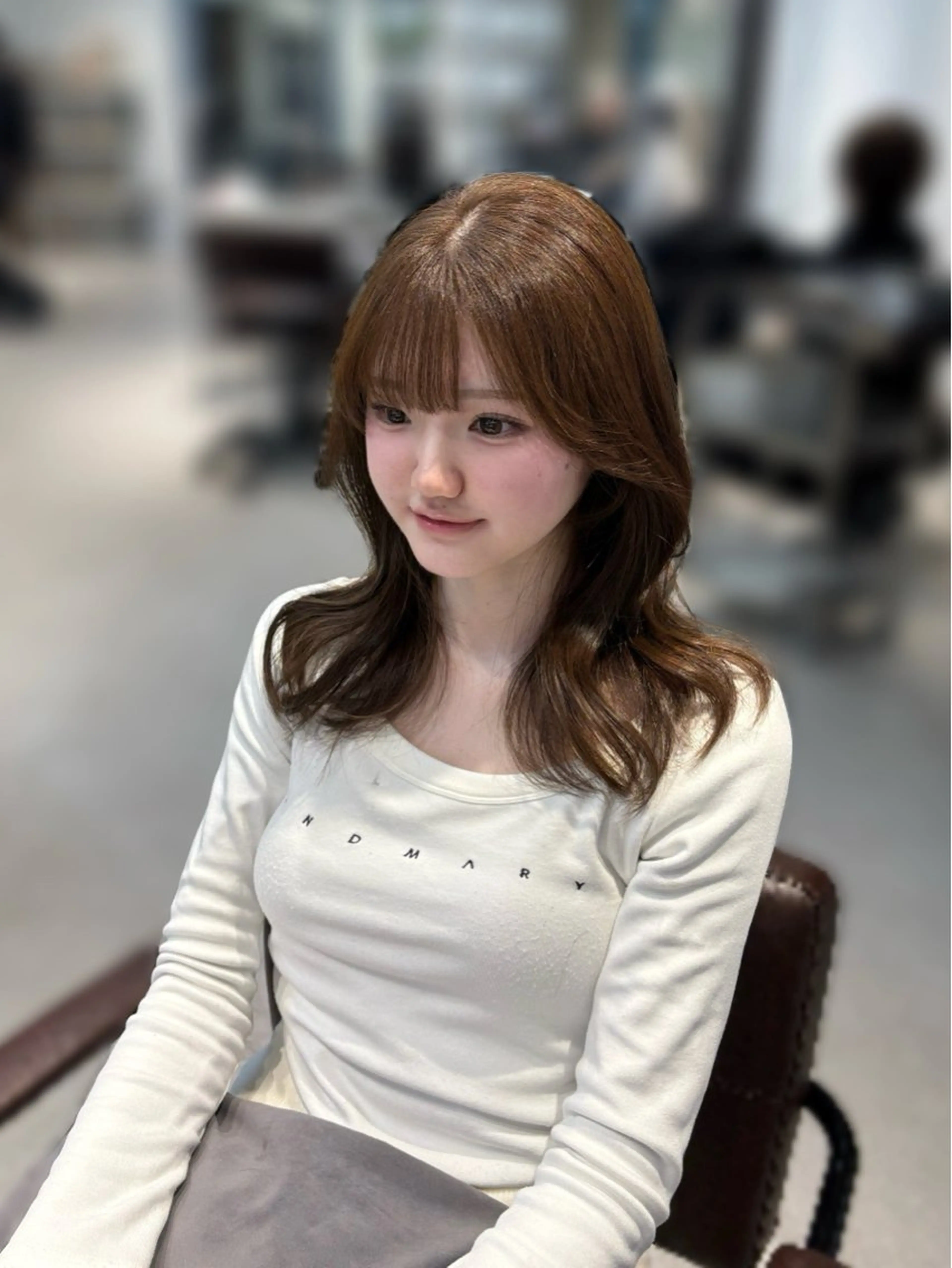 セミロング カラー カット ヘアカラー ninaアイドル前髪 ×透明感🎀のヘアスタイル