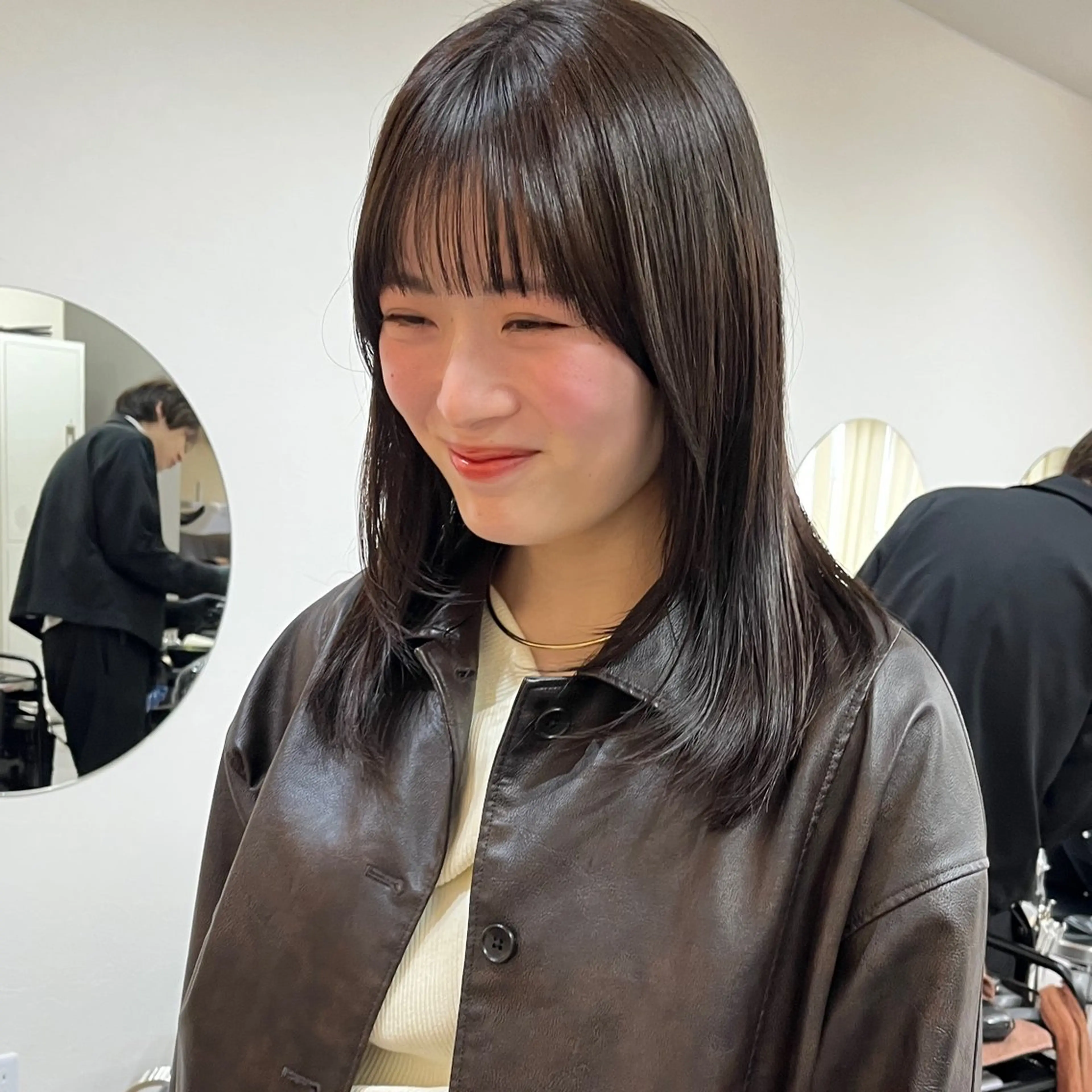 ミディアム カラー ブラウンカラー カット ヘアカラー トリートメント ボブ/透明感カラー /坂口恵梨子のヘアスタイル