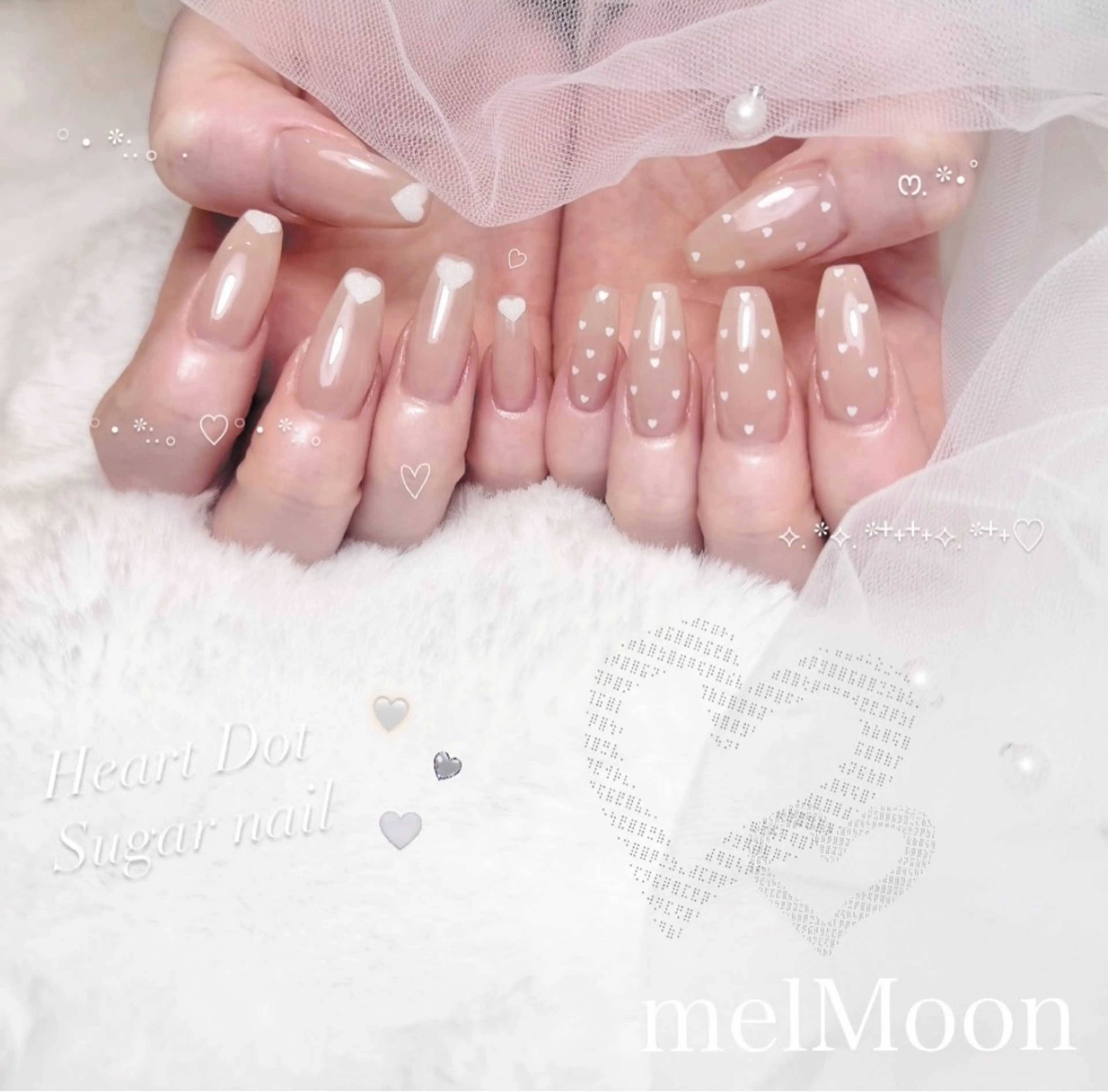 ネイル ドット ハート ハンドネイル melMoon .のネイルデザイン