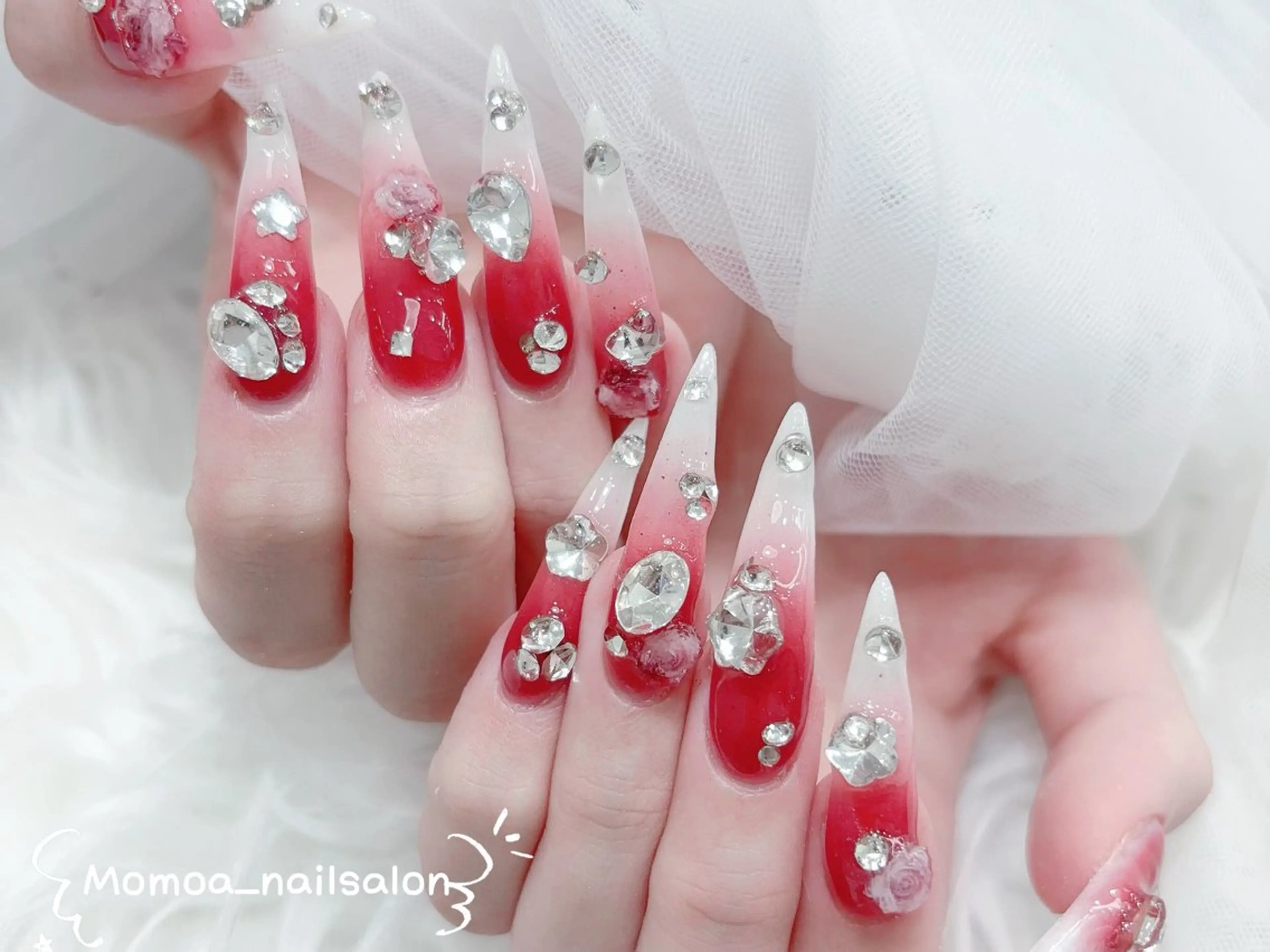 ネイル ハロウィン キラキラネイル 韓国ネイル スカルプネイル ハンドネイル MoMoA Nail ネイル長さ出し専門店のネイルデザイン