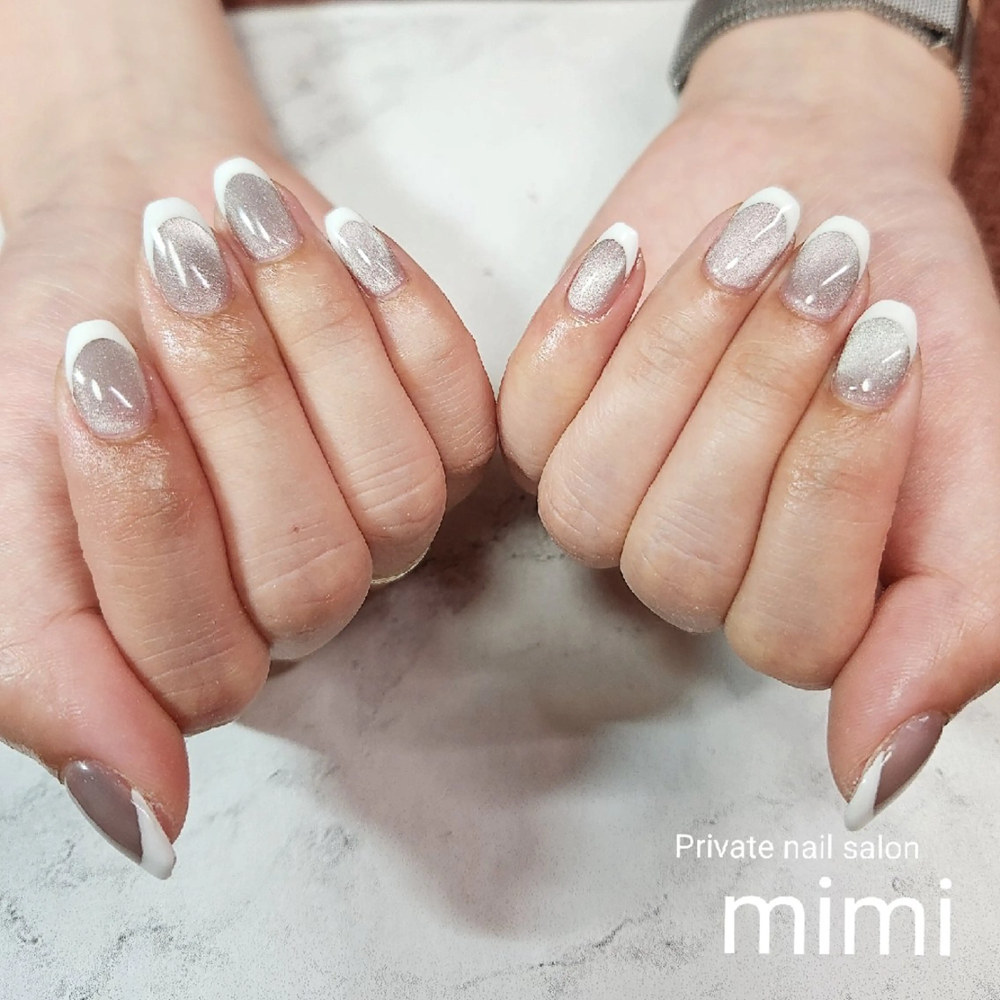 ネイル フレンチネイル マグネットネイル ハンドネイル 博多ネイル ｍｉｍｉのネイルデザイン