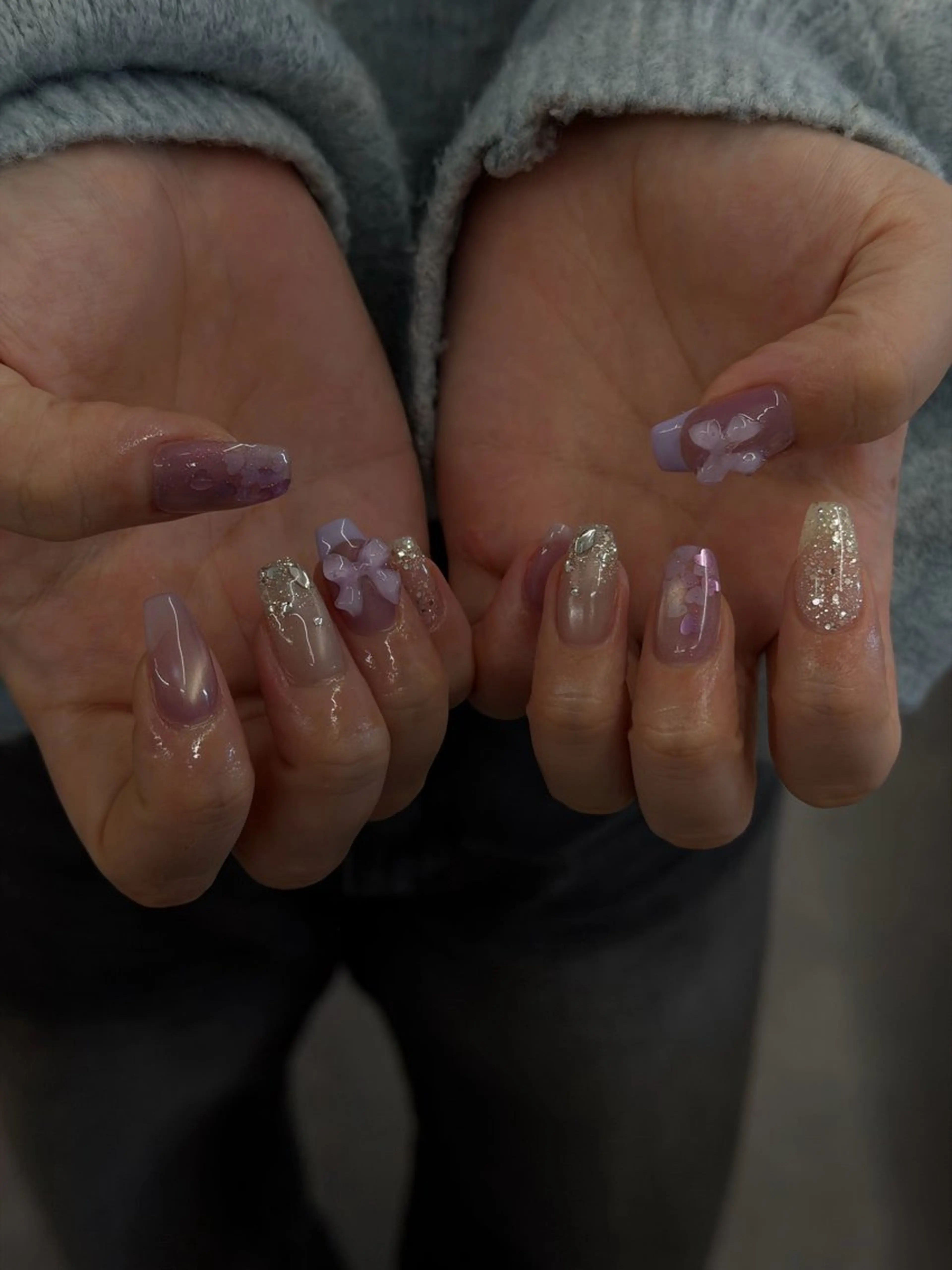 ネイル ジェルネイル ハート ラメ(グリッター) マグネットネイル ニュアンスネイル ハンドネイル ハンドケア Bana_ Nailのネイルデザイン