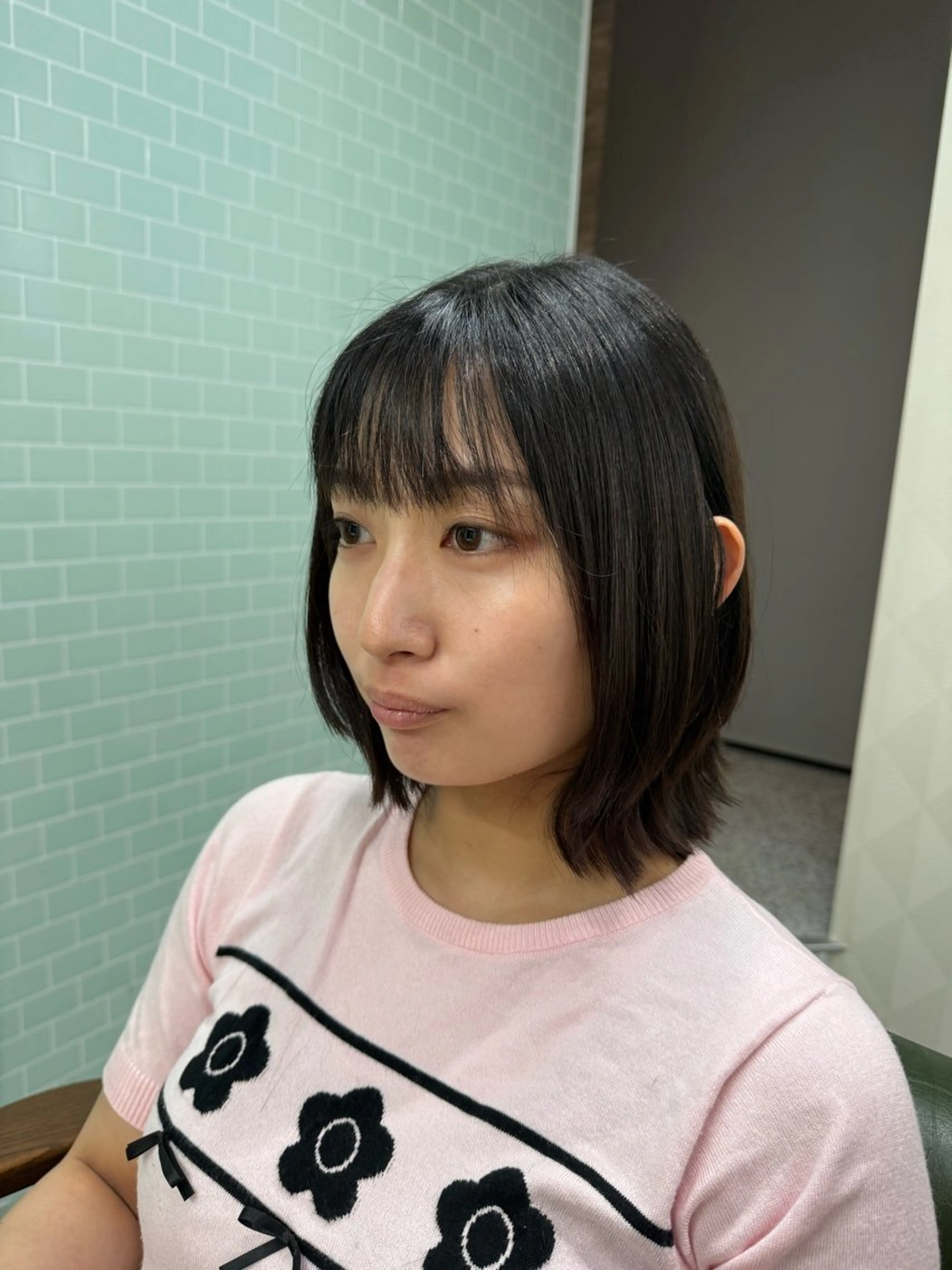 ミディアム ミディアムパーマ ボブ ハイライト 髪質改善 縮毛矯正 カット トリートメント ヘッドスパ 縮毛矯正/ /関内/あべももこのヘアスタイル