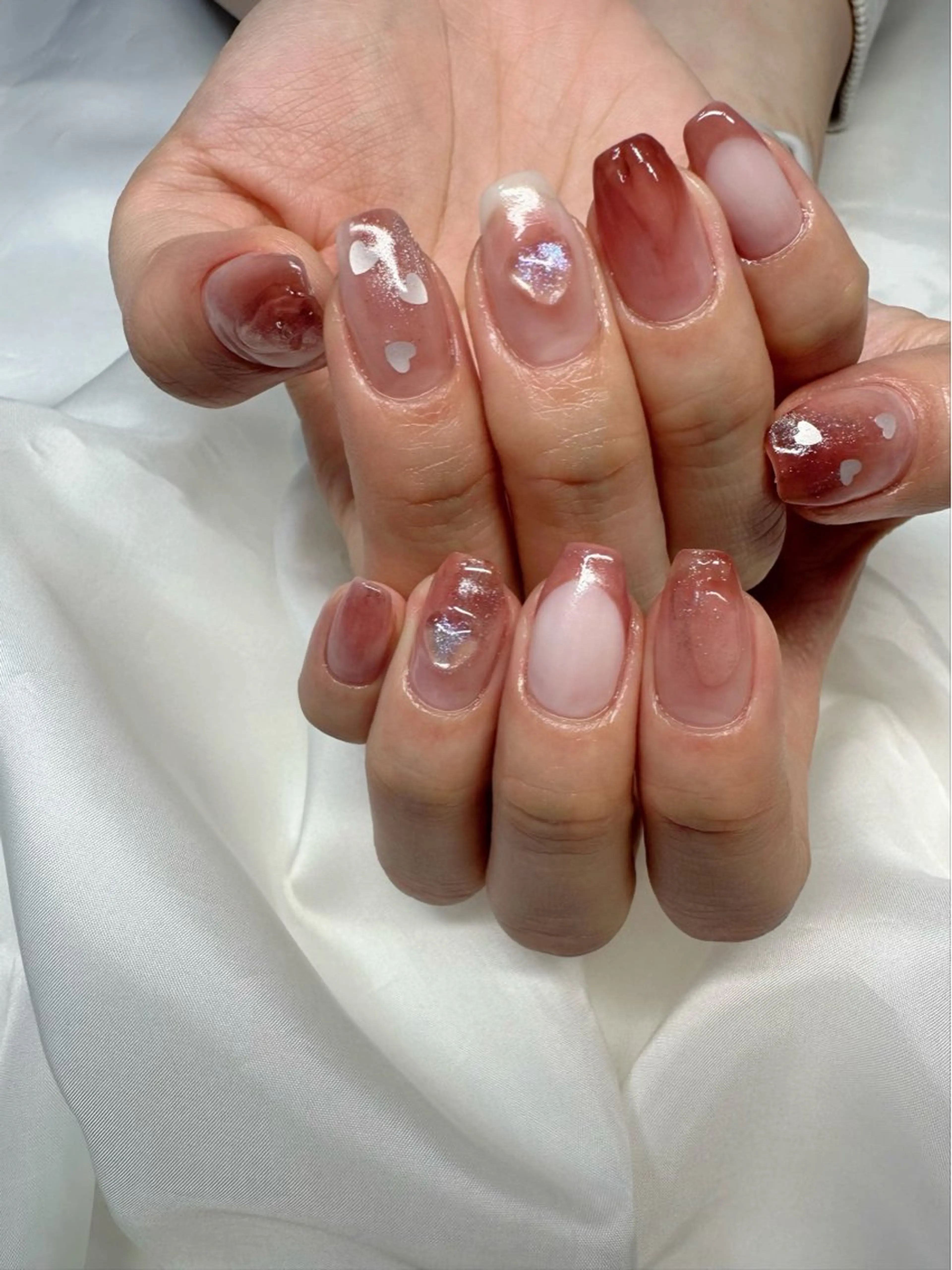 ネイル オーロラネイル クリアネイル フレンチネイル ハート ホログラムネイル 🪞KAPE NAIL 🪞のネイルデザイン