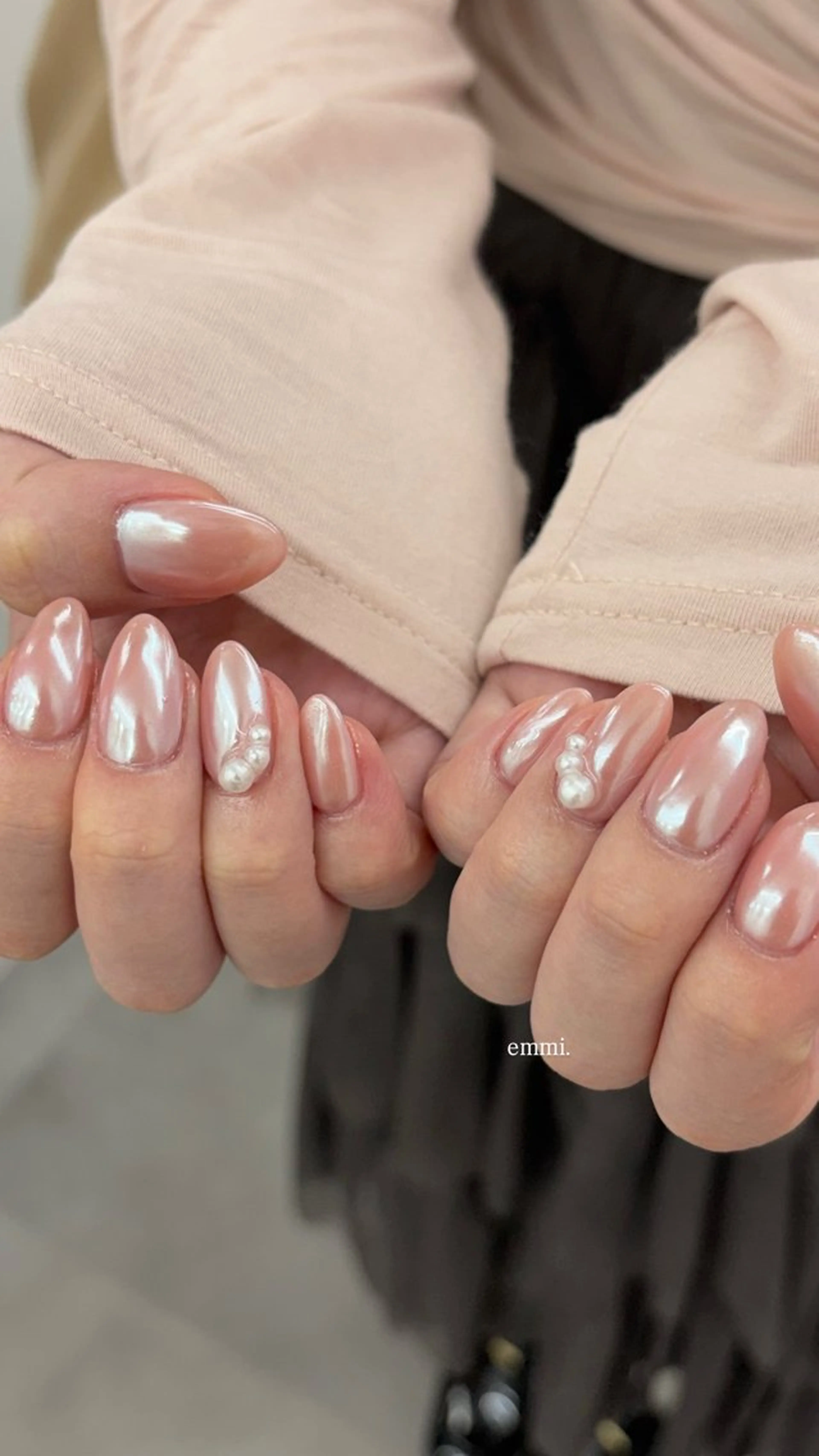 ネイル チークネイル フレンチネイル ガーリー 氷ネイル・うるうるネイル マグネットネイル ハンドネイル emmi nailのネイルデザイン