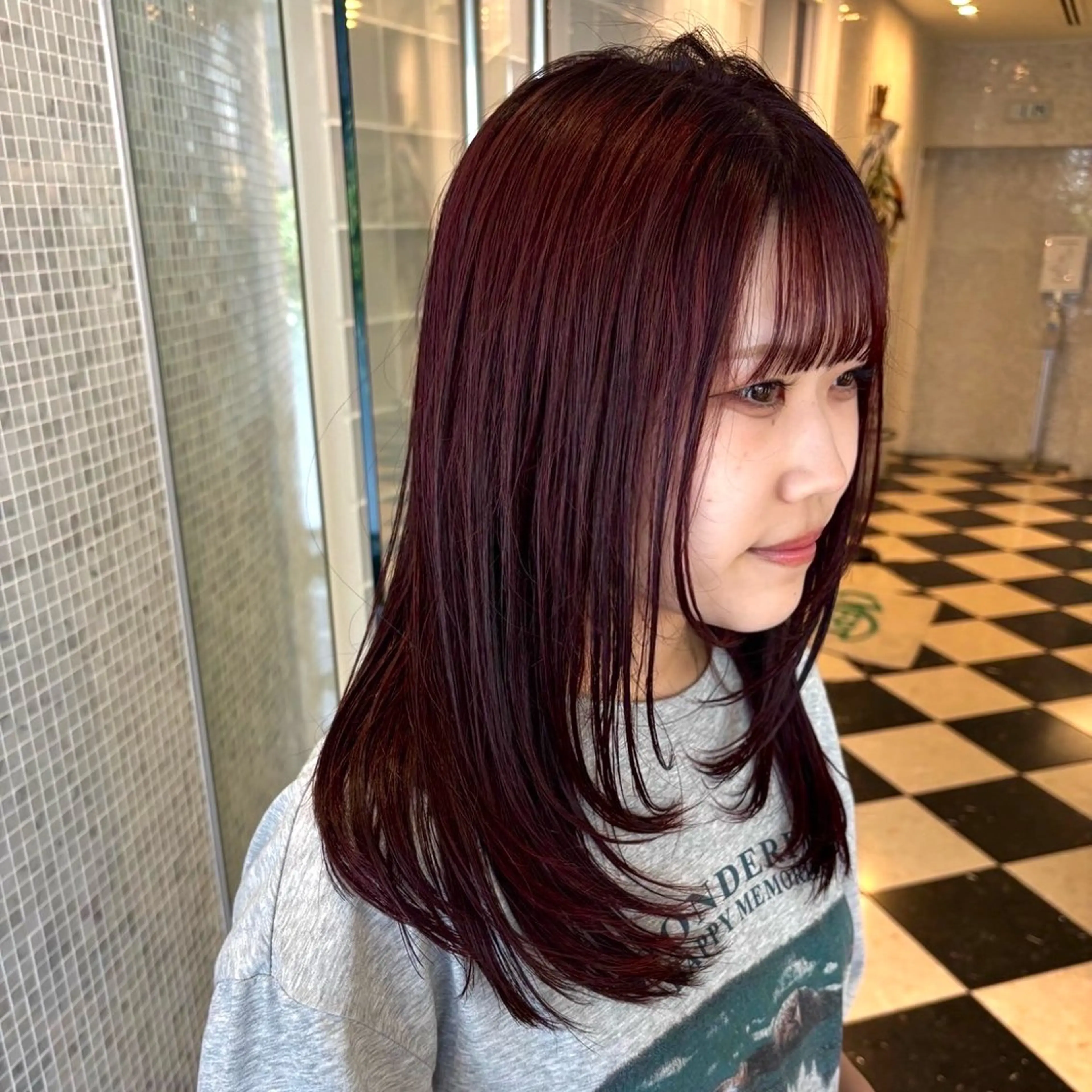 セミロング カラー ブラウンカラー レッドカラー レッドブラウン レイヤーカット /ボブ/azusaのヘアスタイル