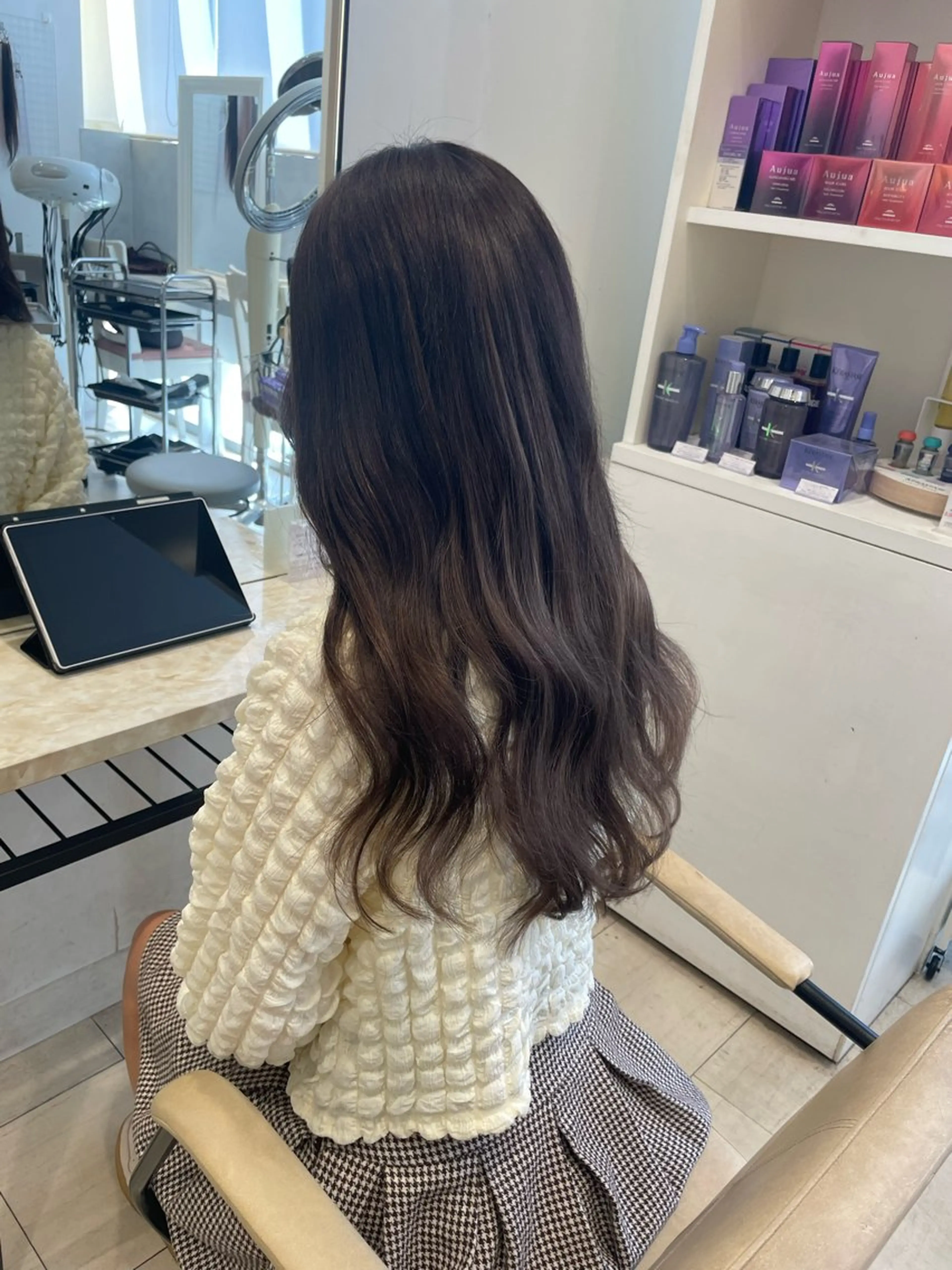 ロング カラー 韓国風ハッシュカット 似合わせレイヤー池袋のヘアスタイル