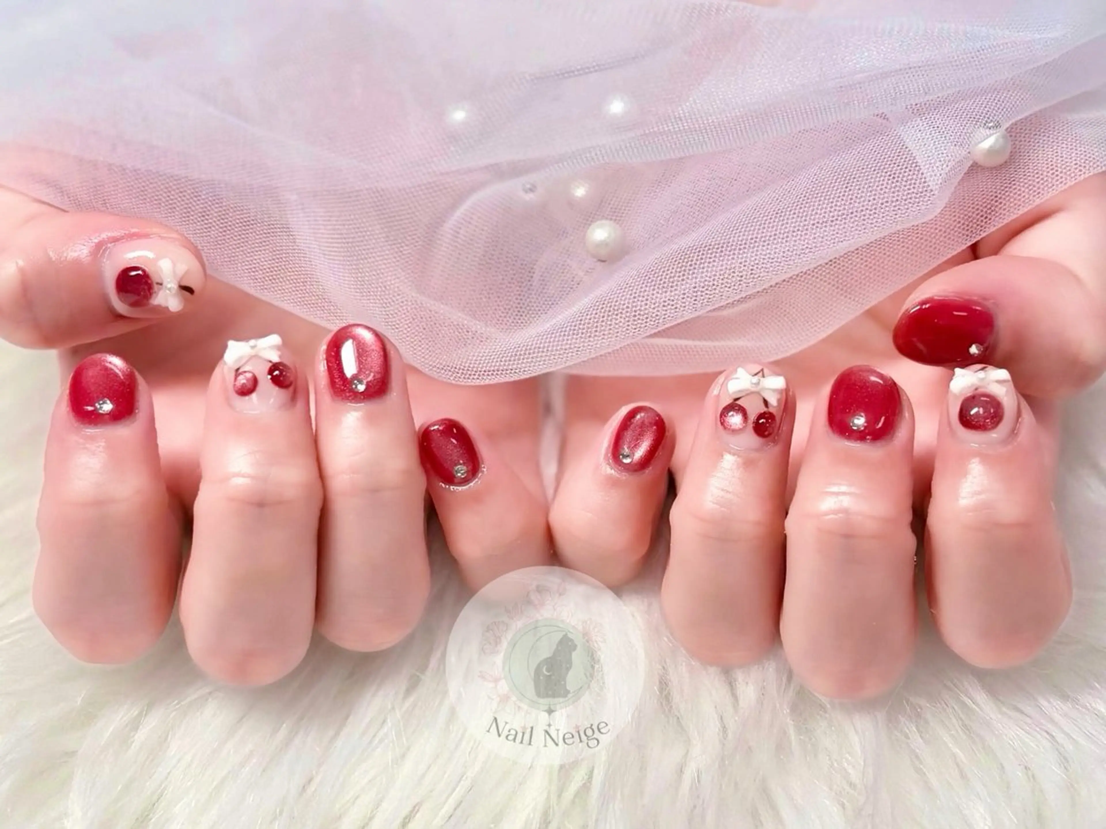 ネイル アートネイル ジェルネイル 韓国ネイル マグネットネイル 持ち込み ハンドネイル Nail Neige🐈🌙のネイルデザイン