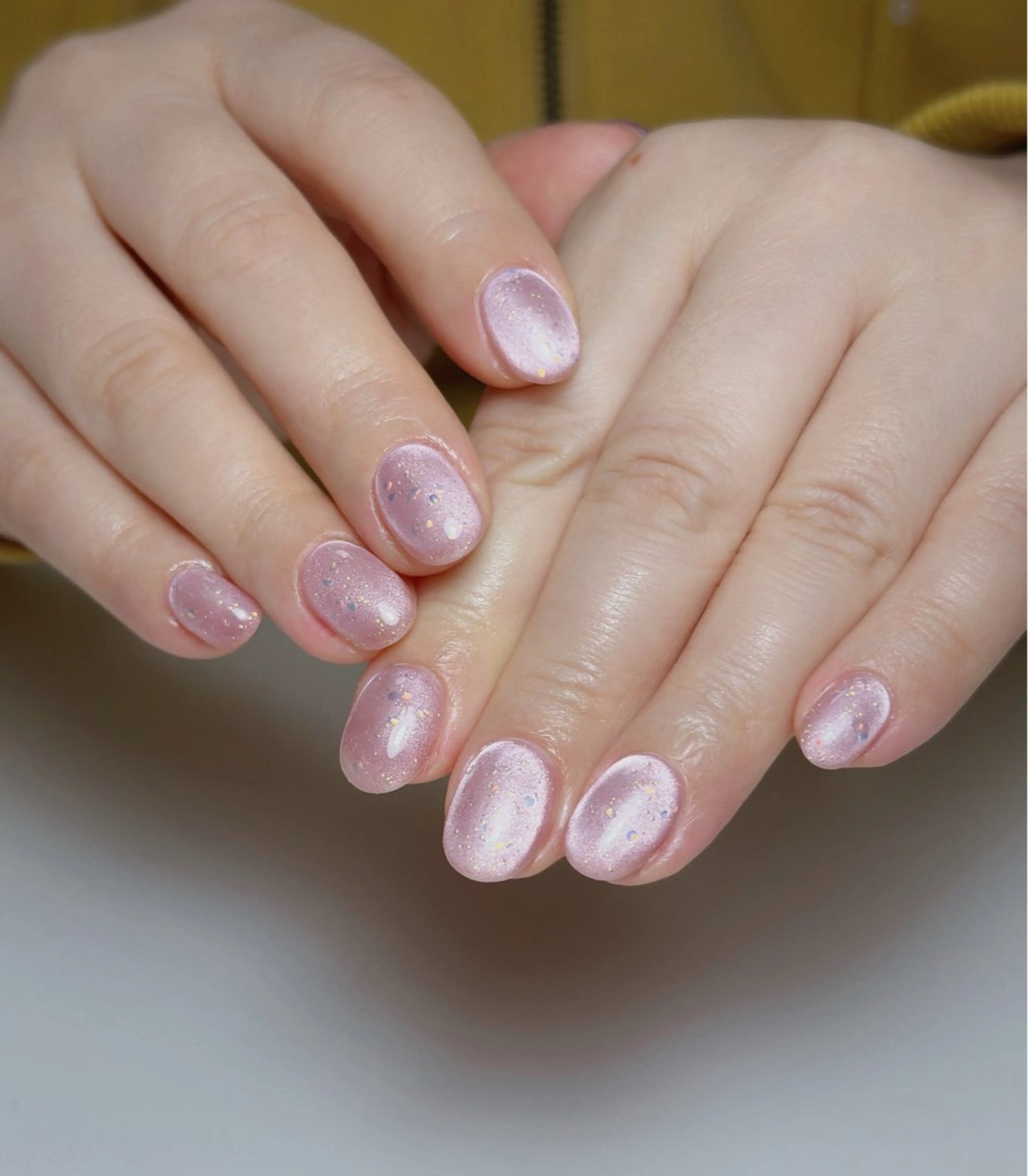 ネイル オーロラネイル 長さ出し フットネイル 韓国ネイル ラメ(グリッター) ハンドネイル 👍thumbs up nail👍のネイルデザイン