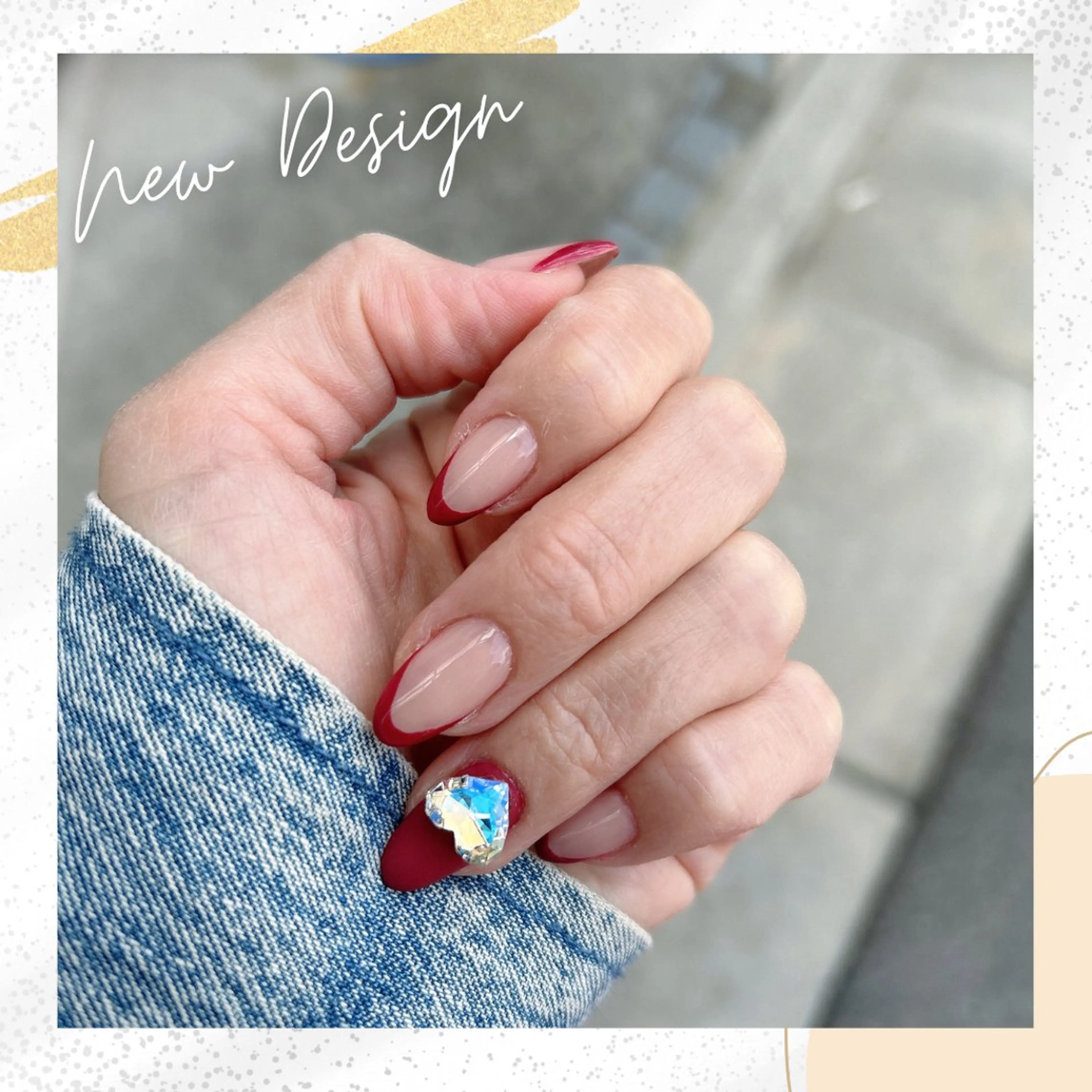 ネイル ボルドー フレンチネイル ハート ワンホンネイル 冬ネイル takamin._.nail所属・オーダーメイド専門 takamiのネイルデザイン