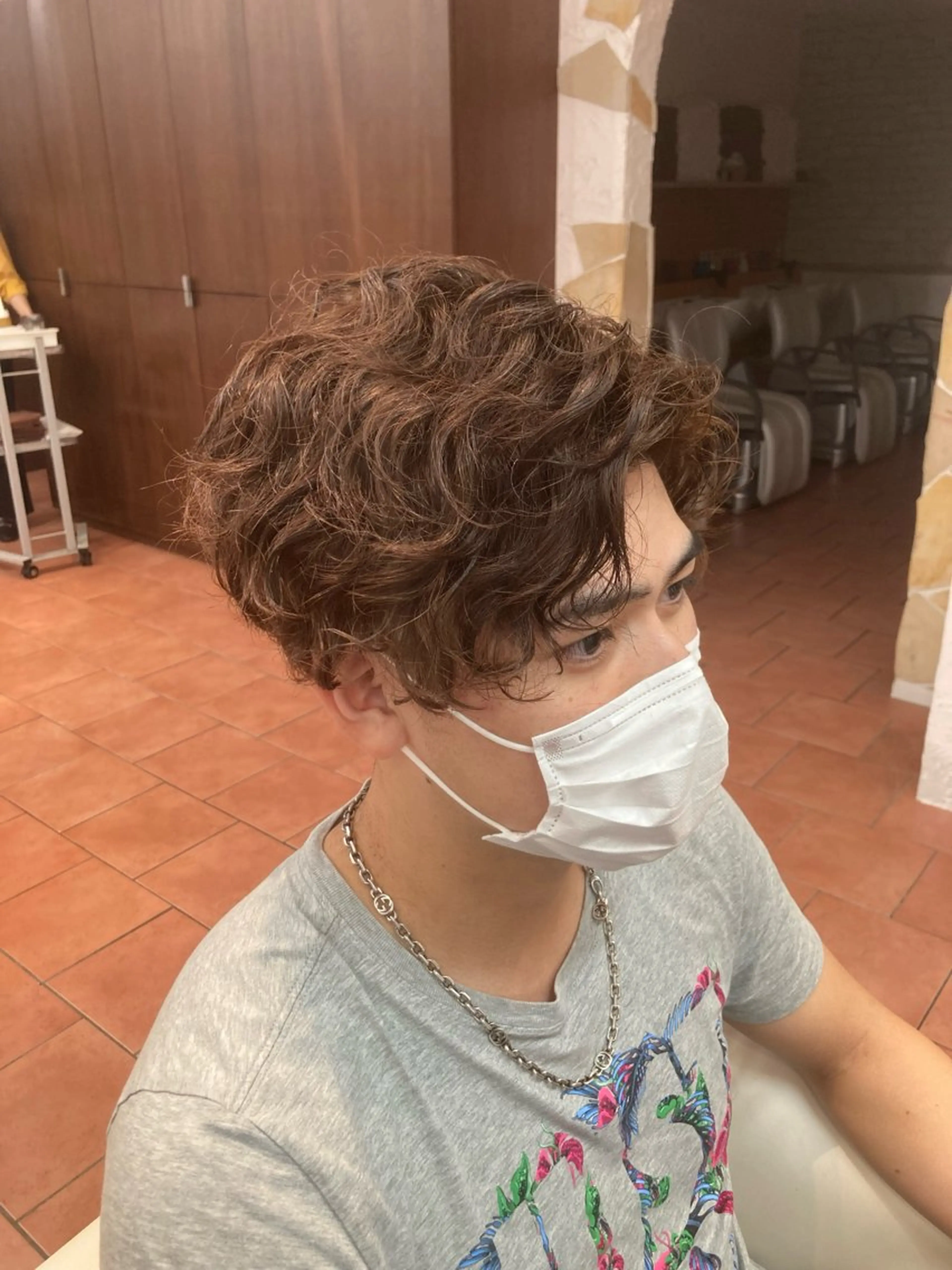 ショート メンズ カット パーマ ⭐️韓国ブリーチ 顔周りカット⭐️のヘアスタイル