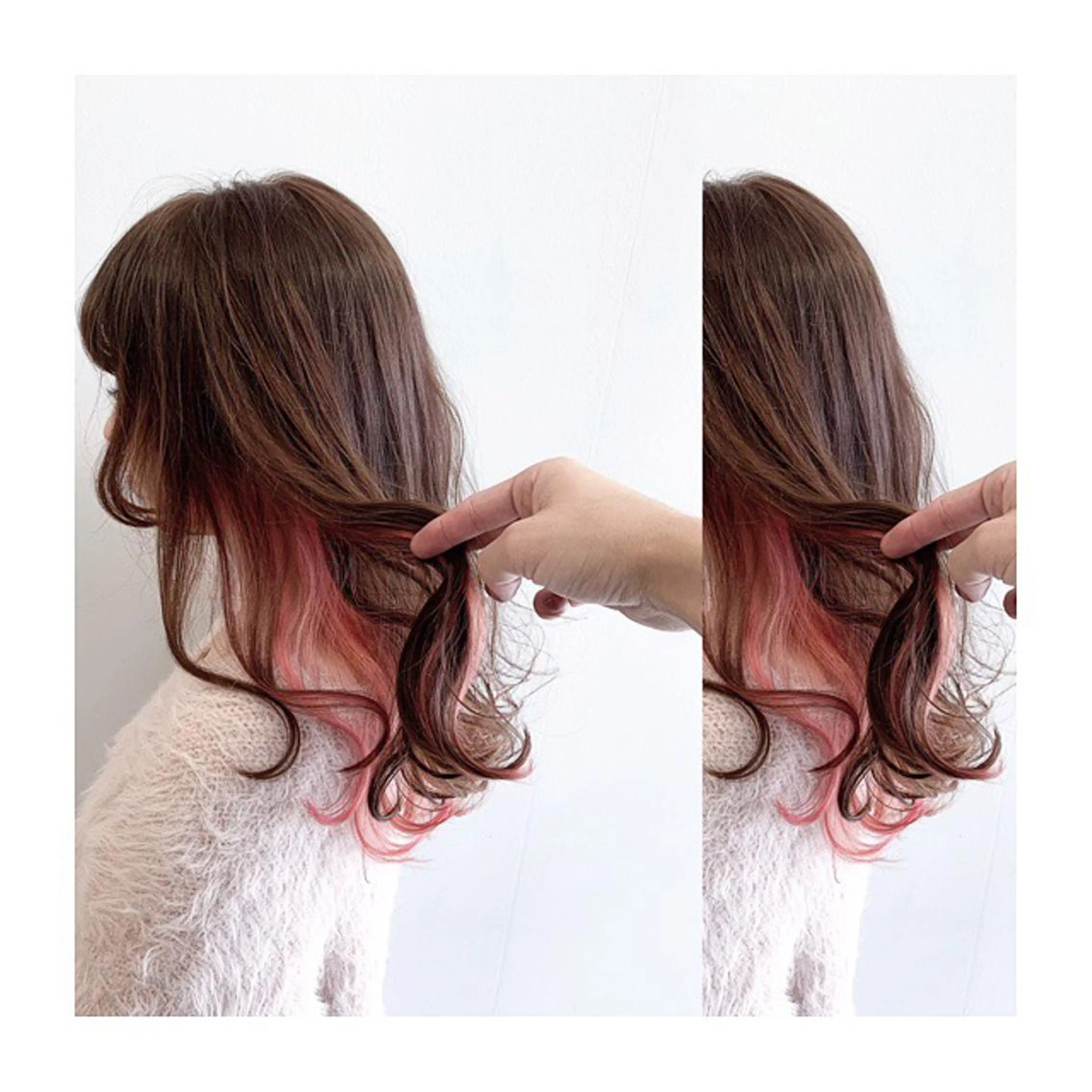 セミロング カラー インナーカラー ピンクカラー ヘアカラー なんば髪質改善カラー Ardoreのヘアスタイル