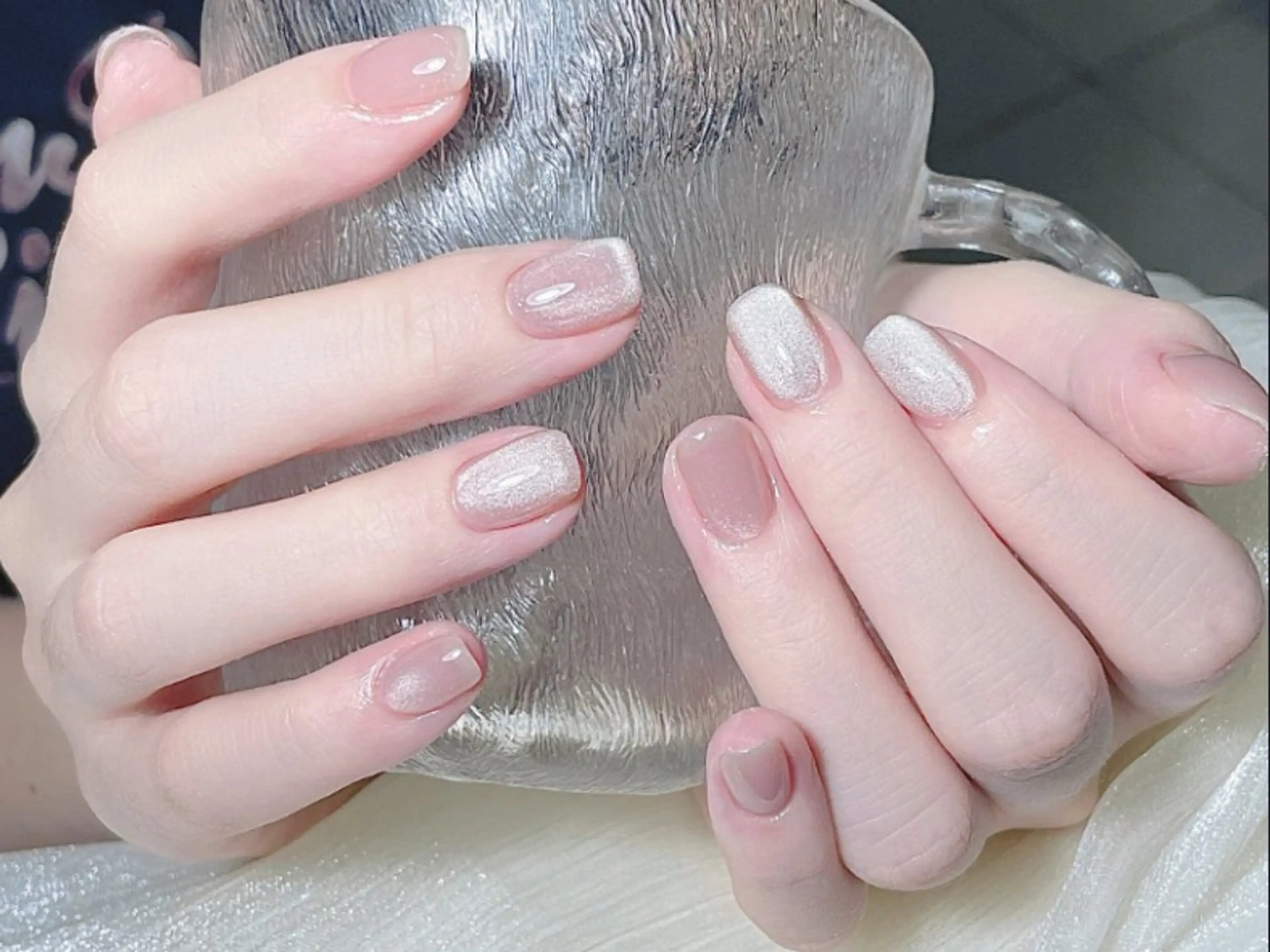 ネイル オーロラネイル チークネイル 長さ出し フットネイル フレンチネイル ハンドネイル AND Nail 長さだし専門新宿店のネイルデザイン