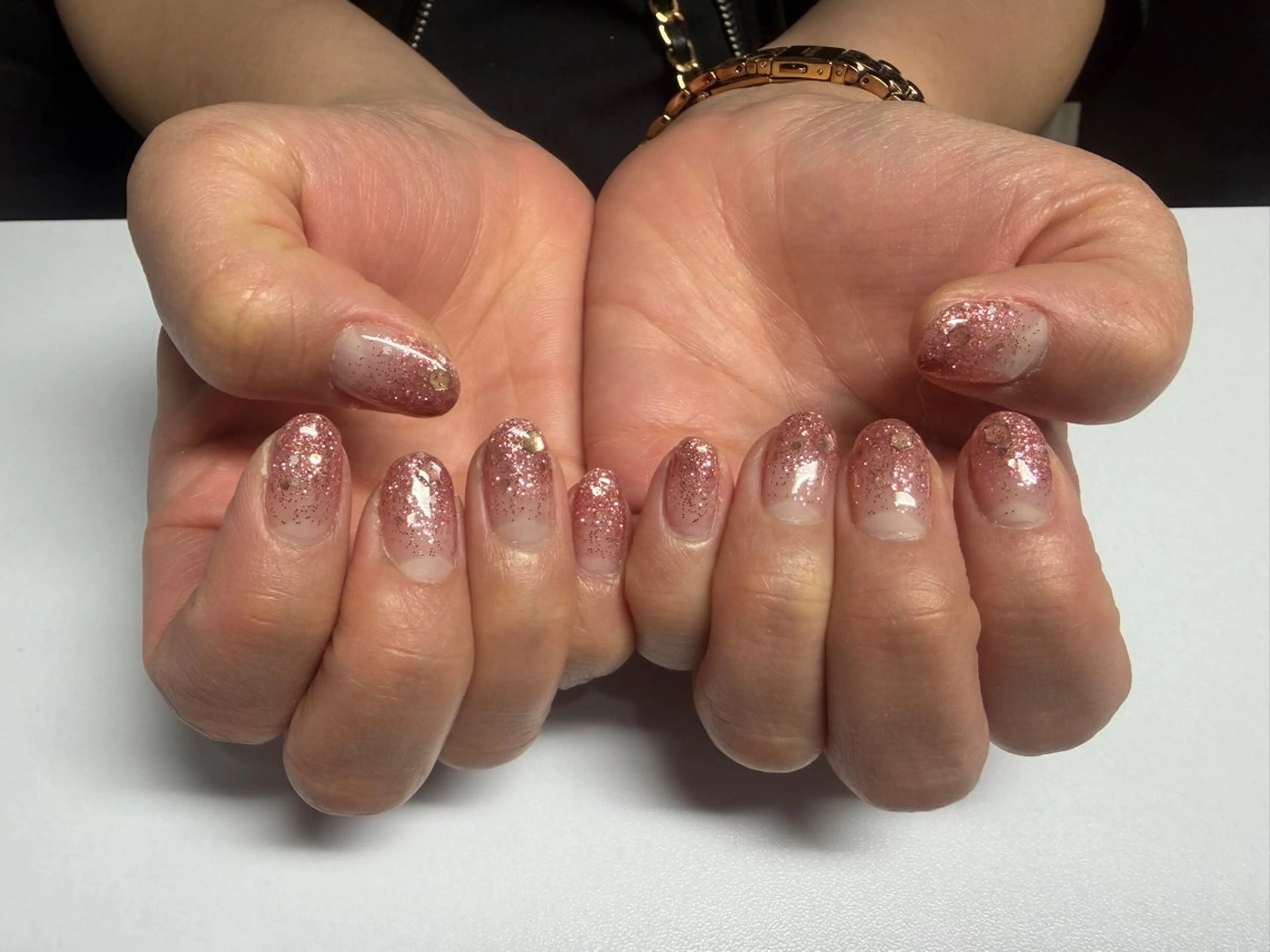 ネイル ラメ(グリッター) ラメグラデーション ピンク ハンドネイル SpeedNail 山下のネイルデザイン