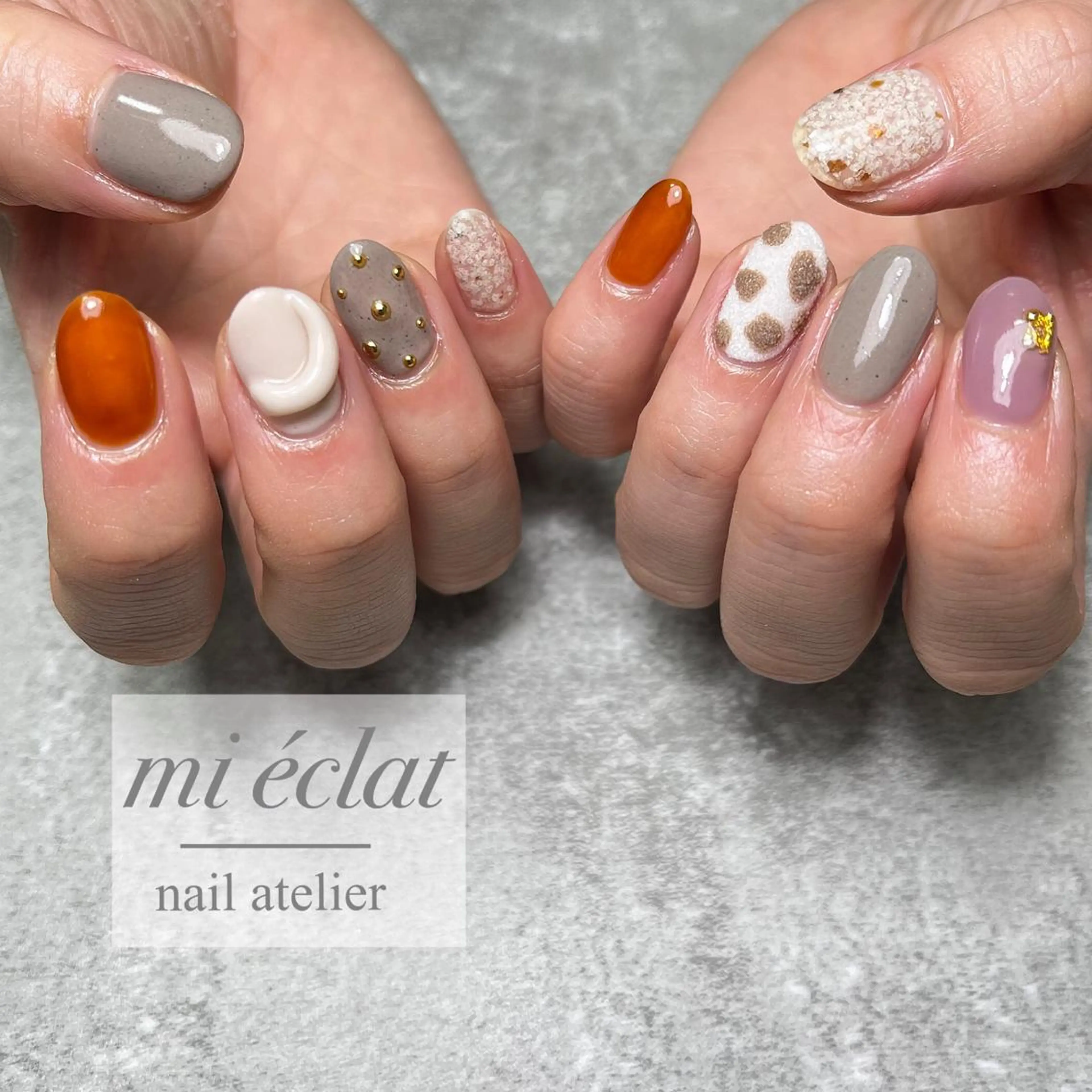 ネイル アートネイル ボルドー ブラウン フレンチネイル ジェルネイル mi éclat ミ　エクラのネイルデザイン