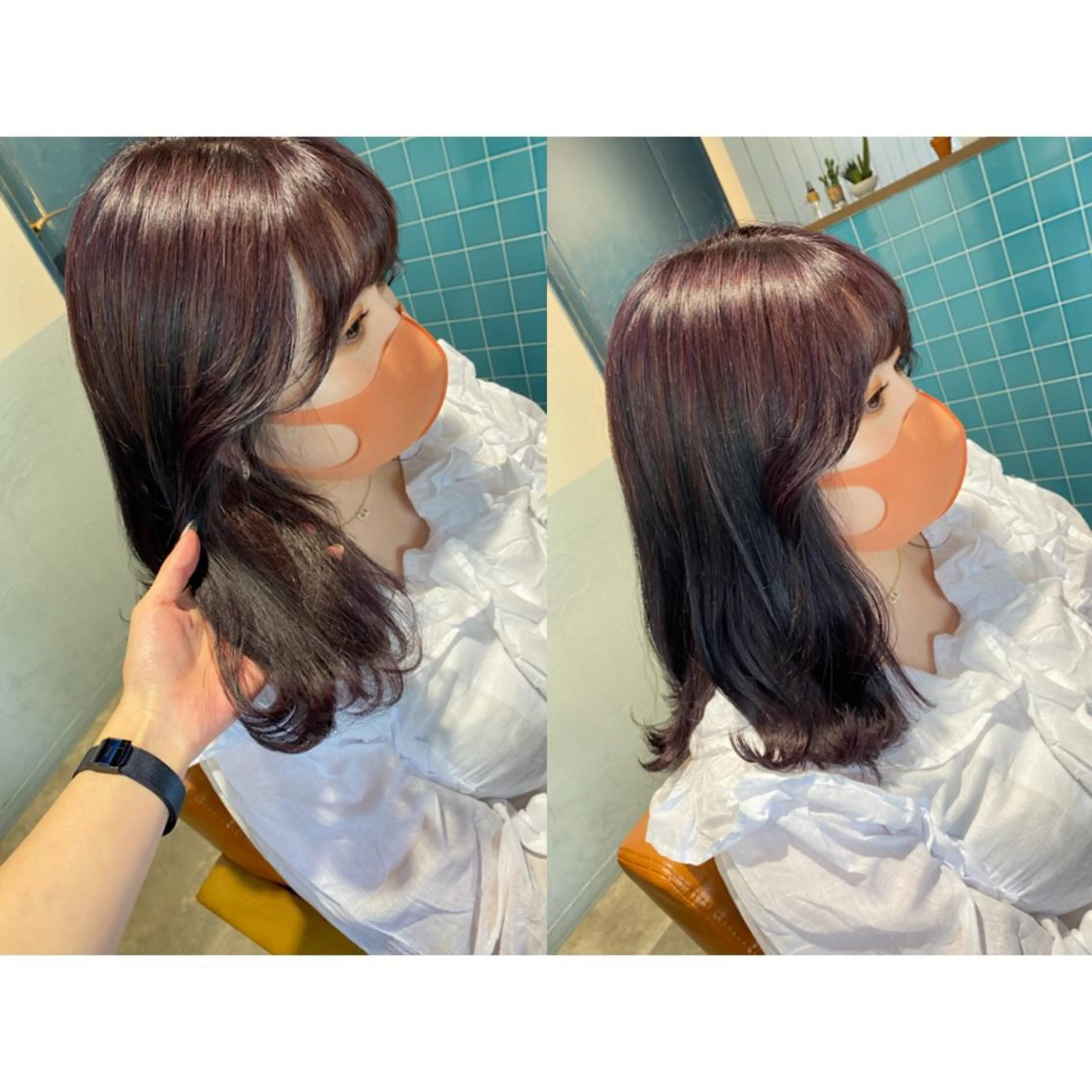 カラー ラベンダーカラー ピンクカラー ピンクラベンダー カット ヘアカラー トリートメント 🐻結んで可愛い hair EMI🐻のヘアスタイル