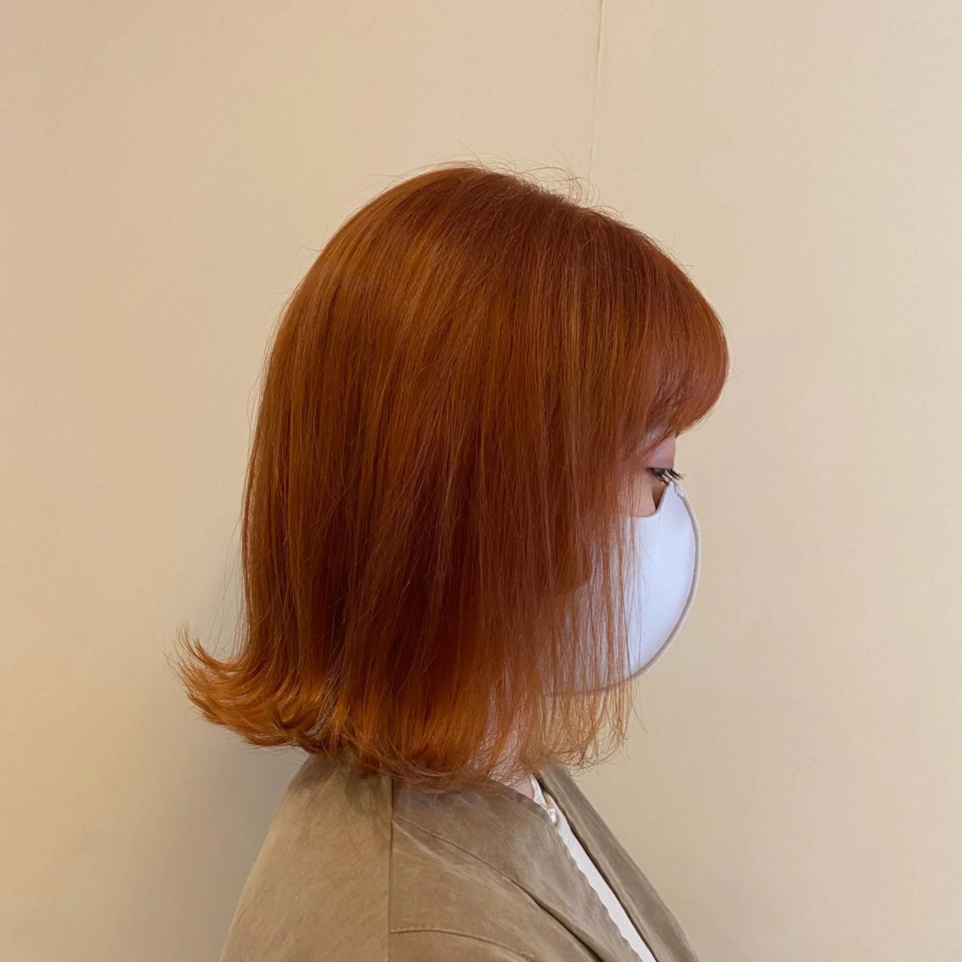 ミディアム カラー ブラウンカラー オレンジ オレンジブラウン 透明感カラー🌈 菊池 結衣のヘアスタイル