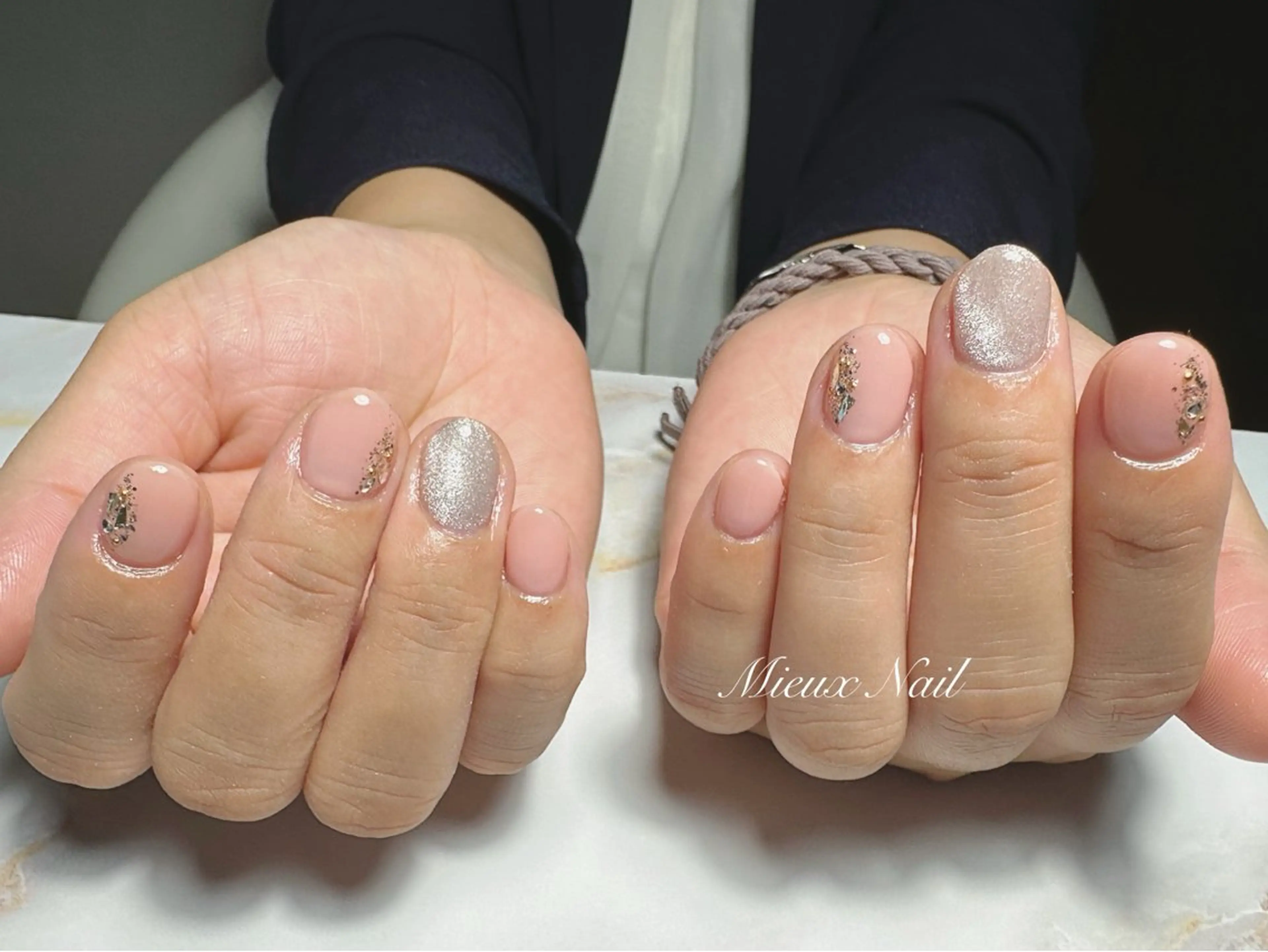 ネイル ブルー ジェルネイル パラジェル ハンドネイル 市川 麻衣子のネイルデザイン