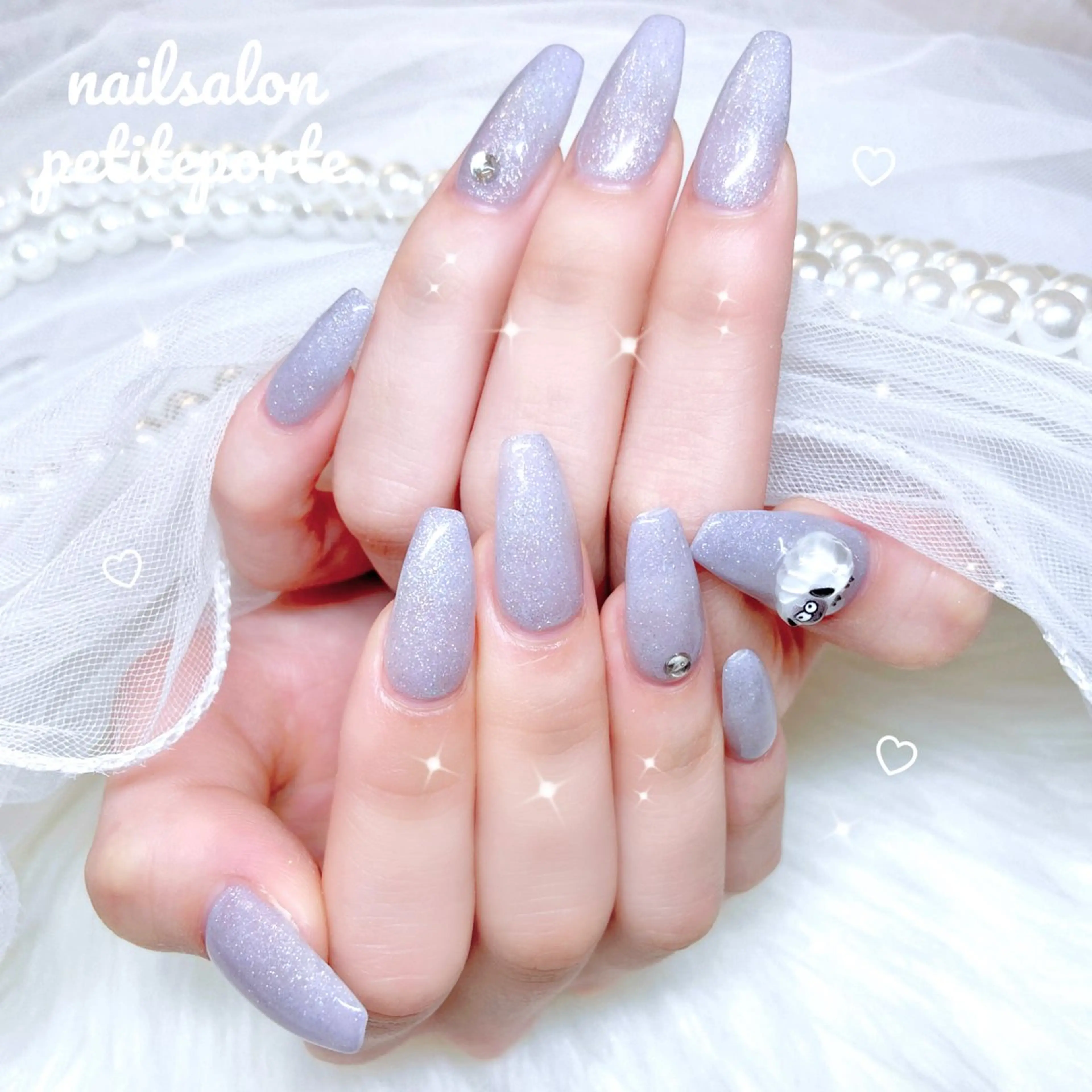 ネイル ラメ(グリッター) オフィスネイル パープル ハンドネイル petite porteのネイルデザイン