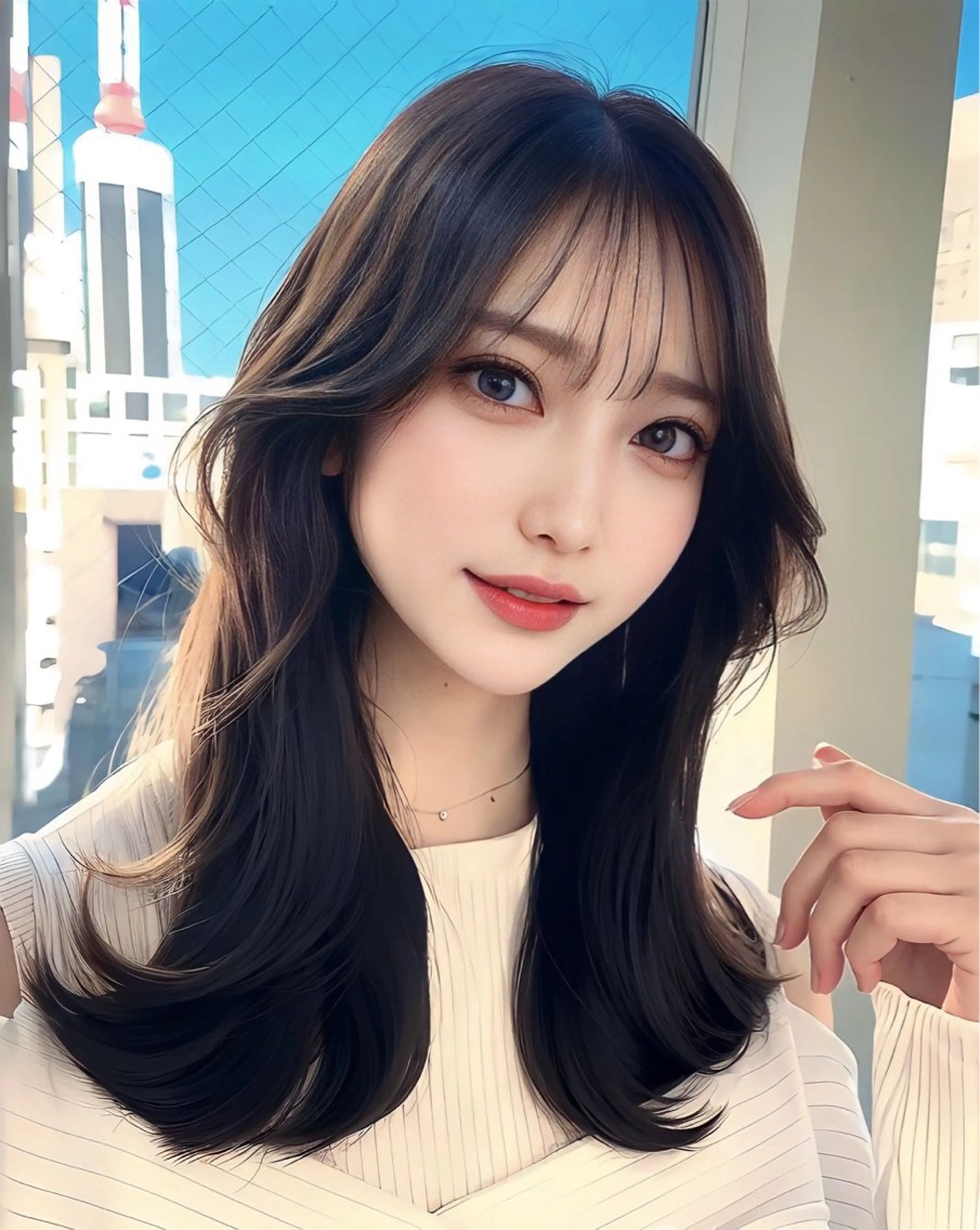 セミロング カラー ヘアアレンジ レイヤーカット 小顔カット カット ヘアカラー トリートメント 顔周り特化/韓国ヘア /レイヤー/吉野幸大のヘアスタイル