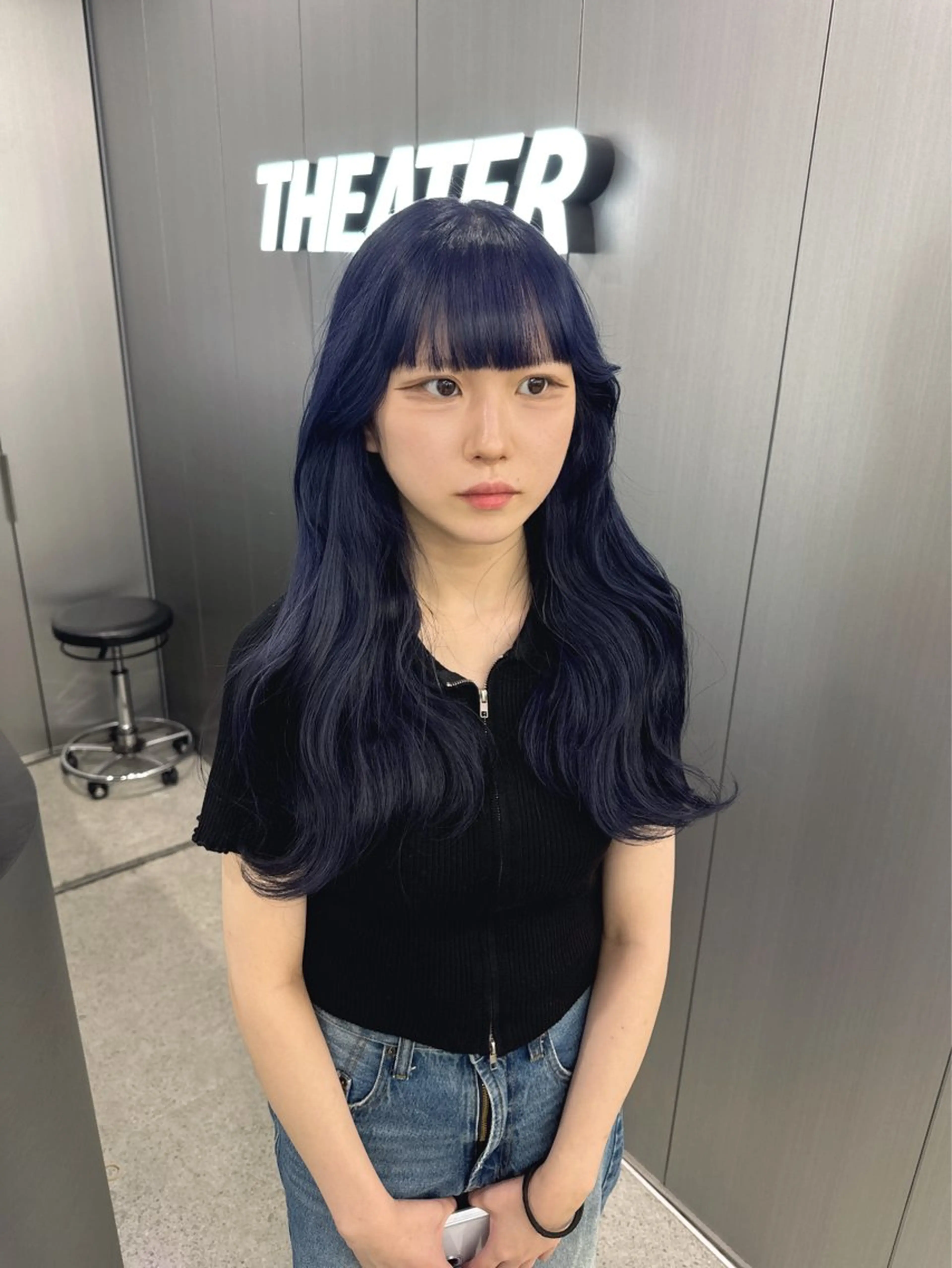 ロング カラー 暗髪🩶ラベンダー/ ブルー/ユウナ🤍のヘアスタイル