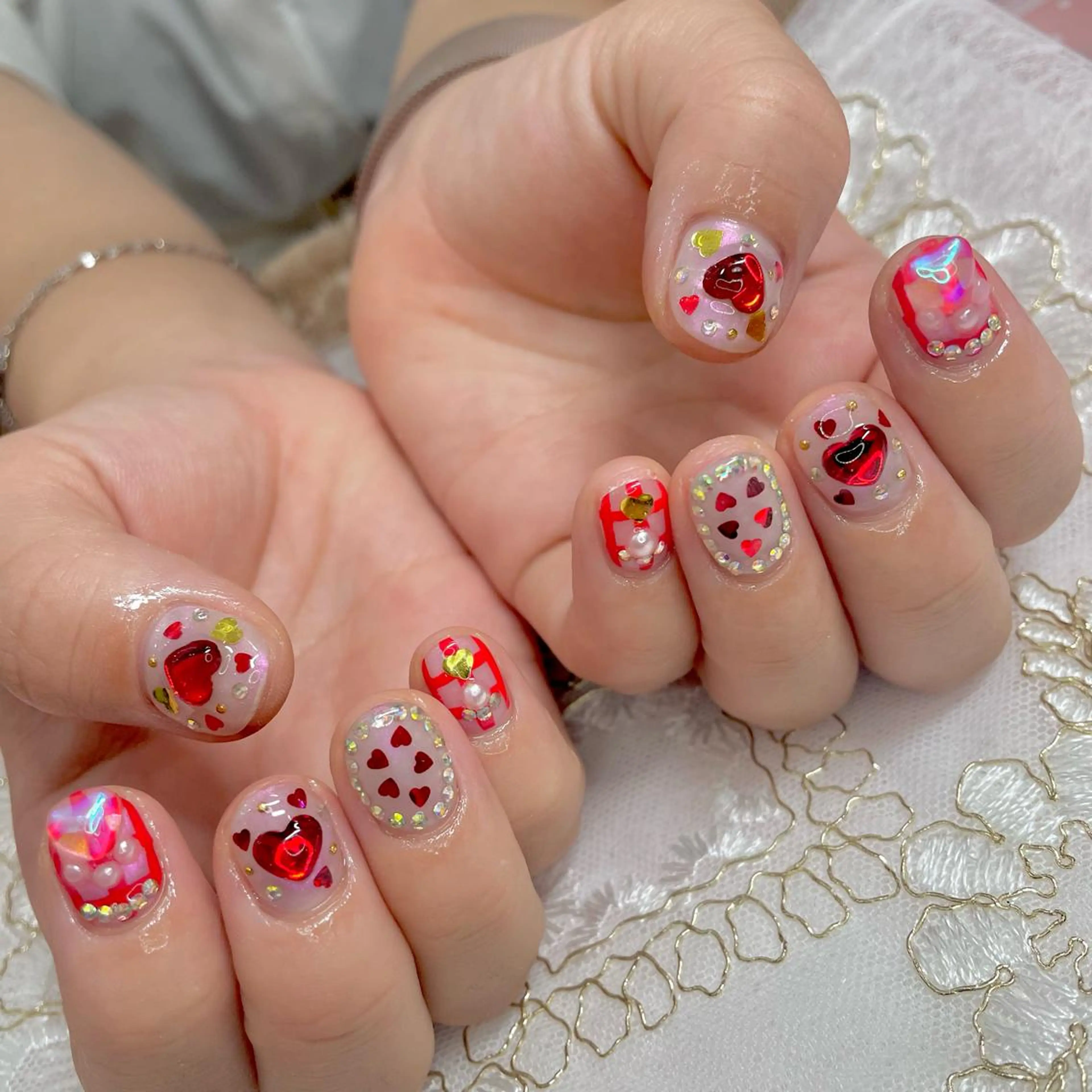 ネイル アートネイル オーロラネイル ジェルネイル ハート 持ち込み J terrace Nailのネイルデザイン