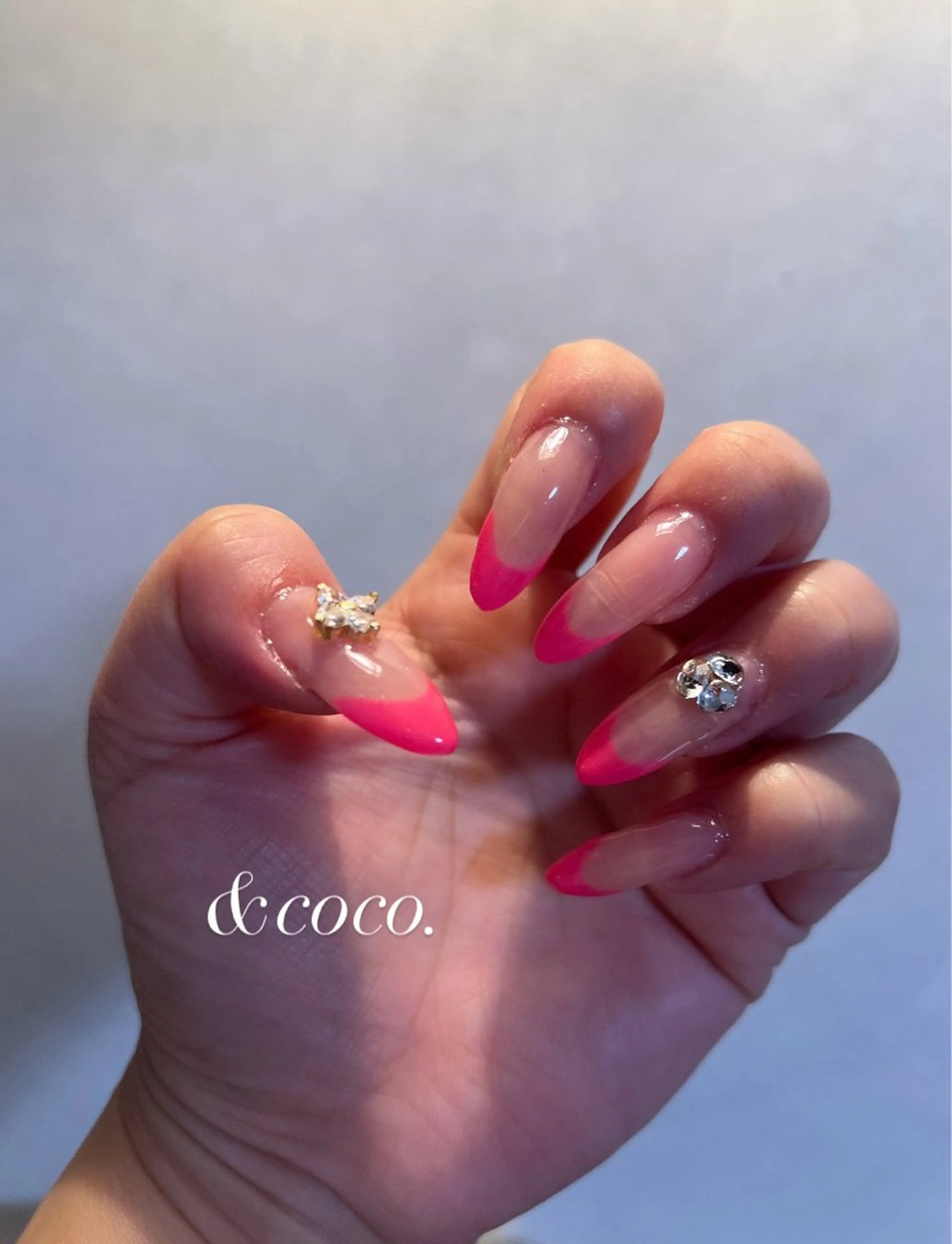 ネイル アートネイル フレンチネイル ピンク ハンドネイル ＆ coco.のネイルデザイン