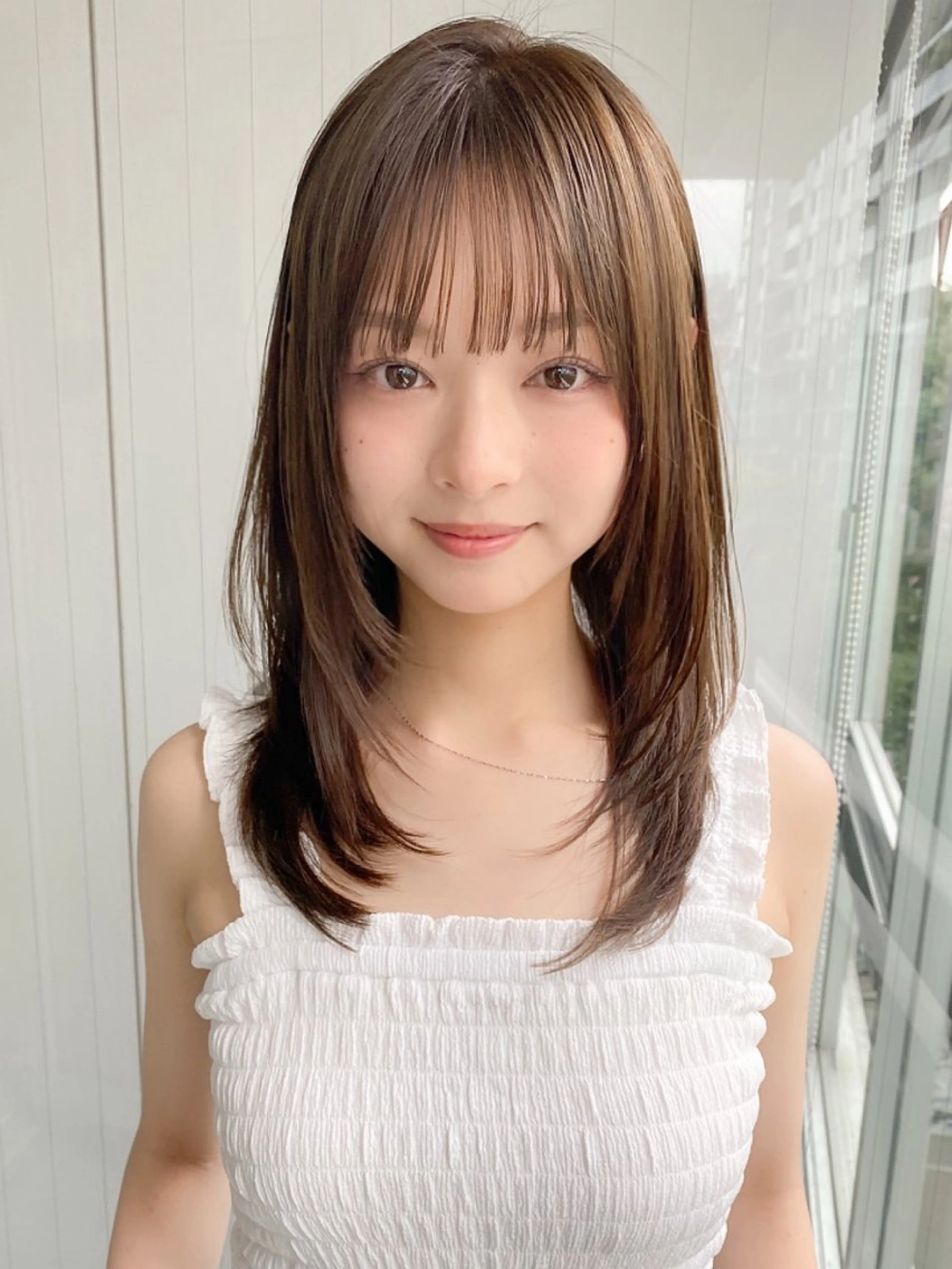 セミロング カラー ベージュカラー 透明感カラー オリーブベージュ 伸ばしかけ レイヤーカット etora渋谷店所属・レイヤー×髪質改善✨ 渋谷/佐藤侑哉のヘアスタイル