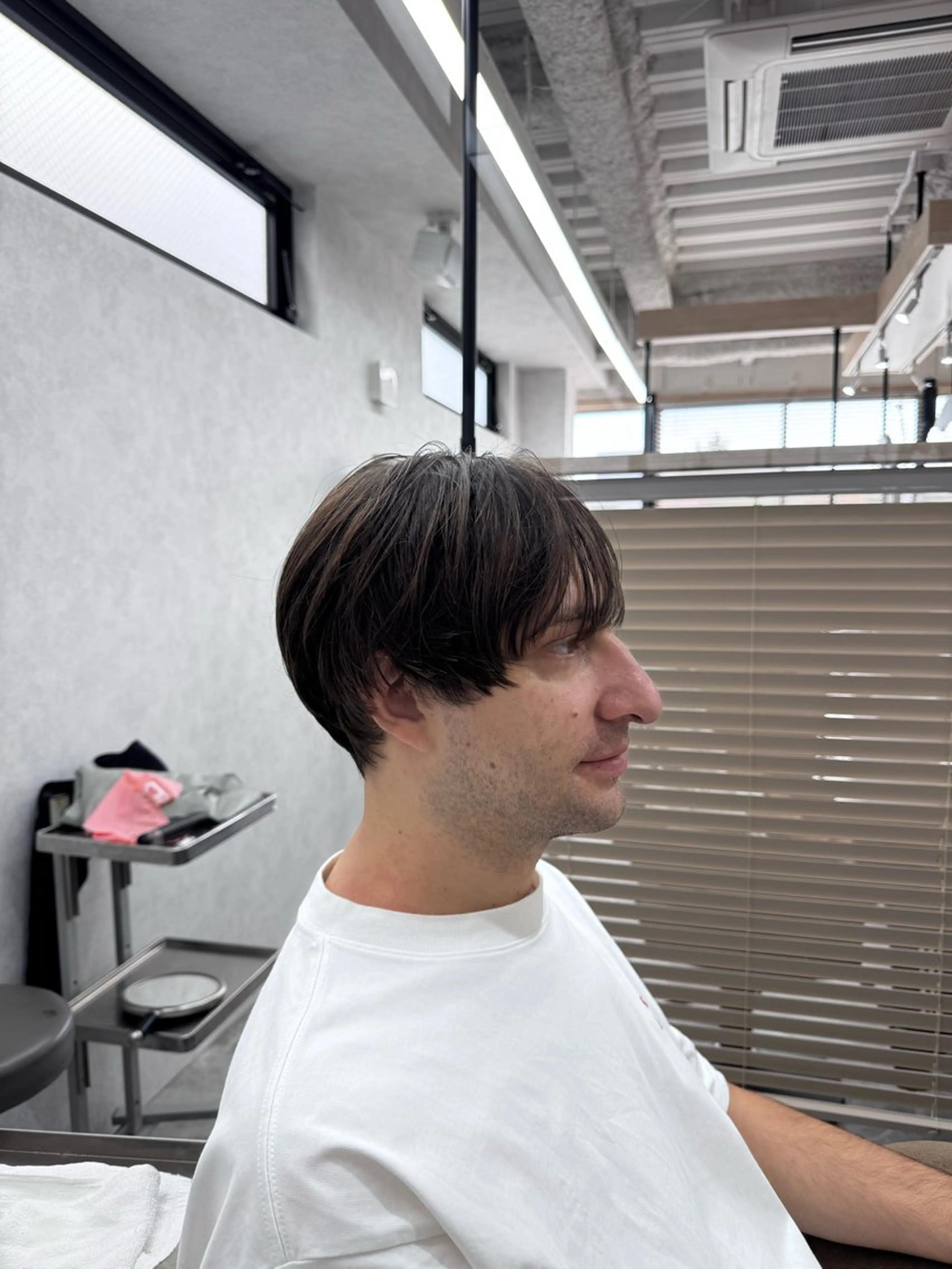 ショート メンズ アップバング メンズブリーチ マッシュ メンズパーマ ショートヘア カット パーマ 堀 舜介/メンズカットのヘアスタイル