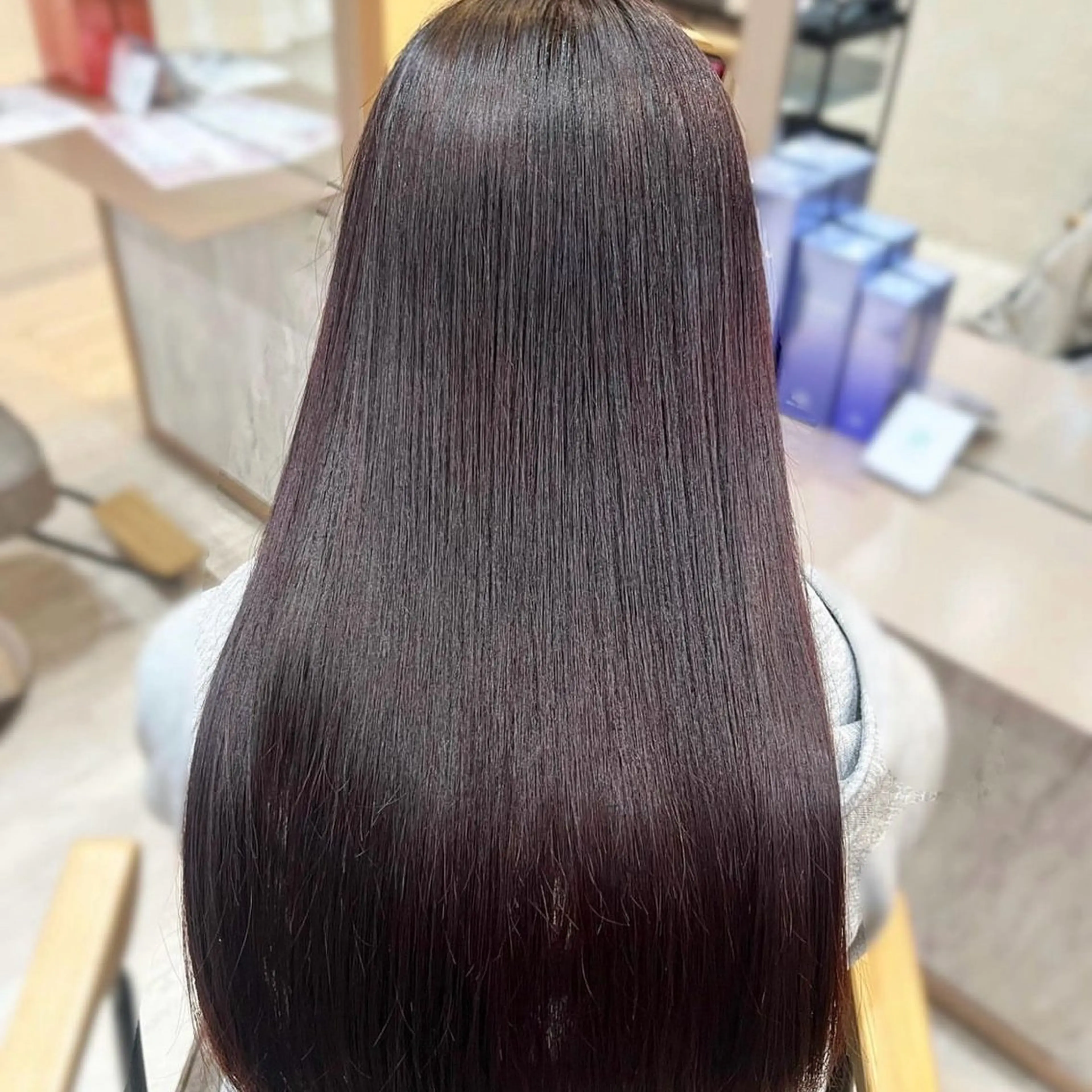 ロング カラー ブラウンカラー ラベンダーカラー 縮毛矯正 💘Kurea💘 艶髪/韓国/暗髪のヘアスタイル